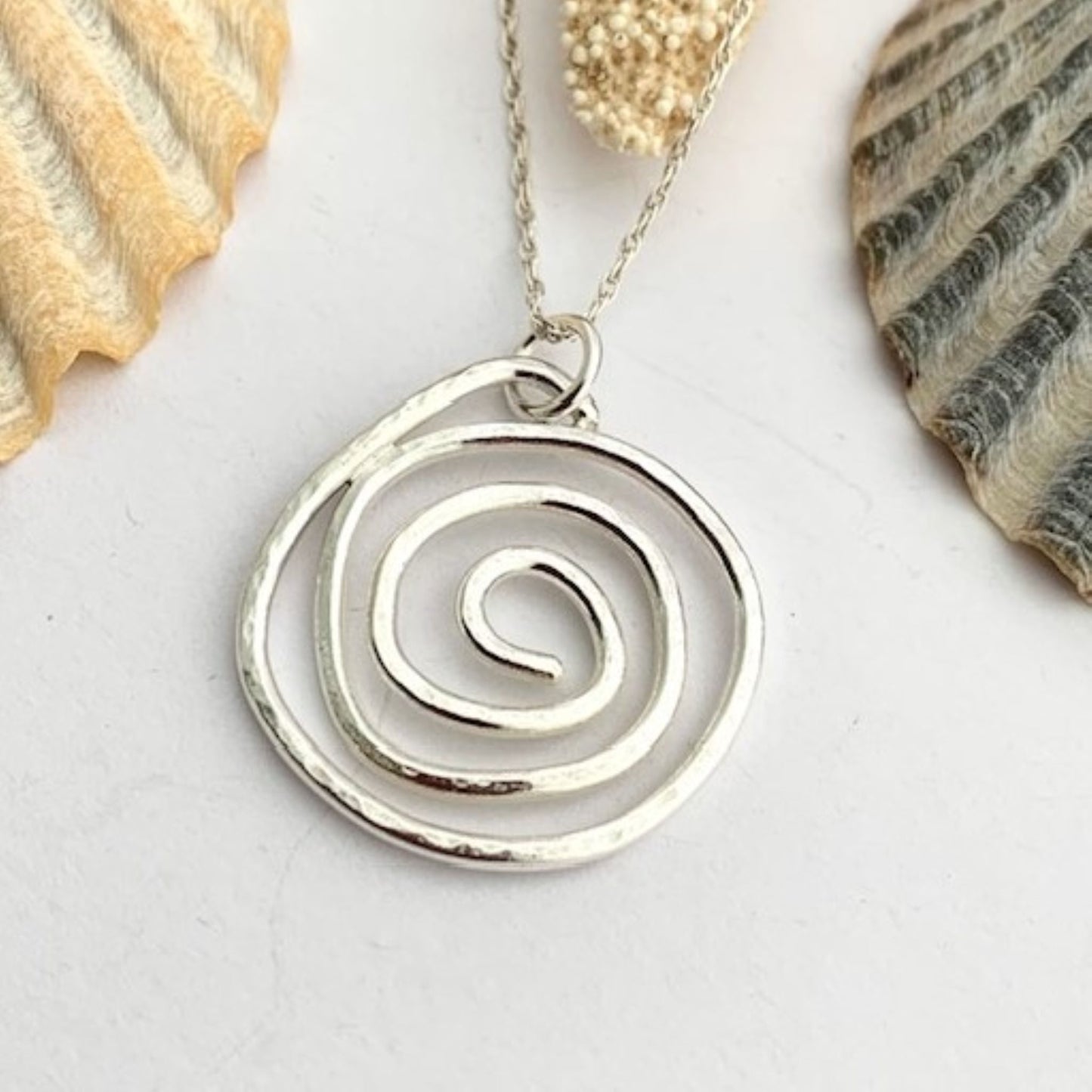 925 Sterling Silver Wire Spiral Swirl Necklace