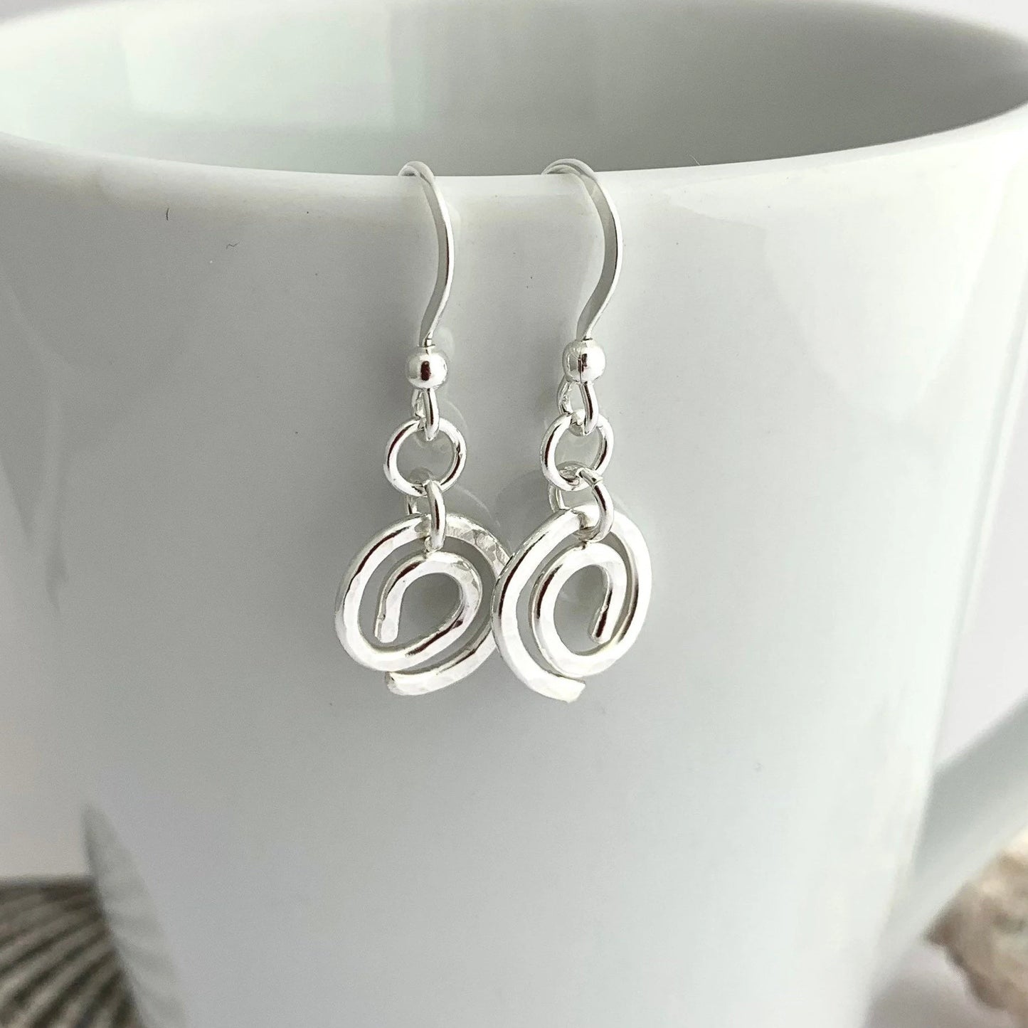 925 Silver Coil Spiral Textured Earrings