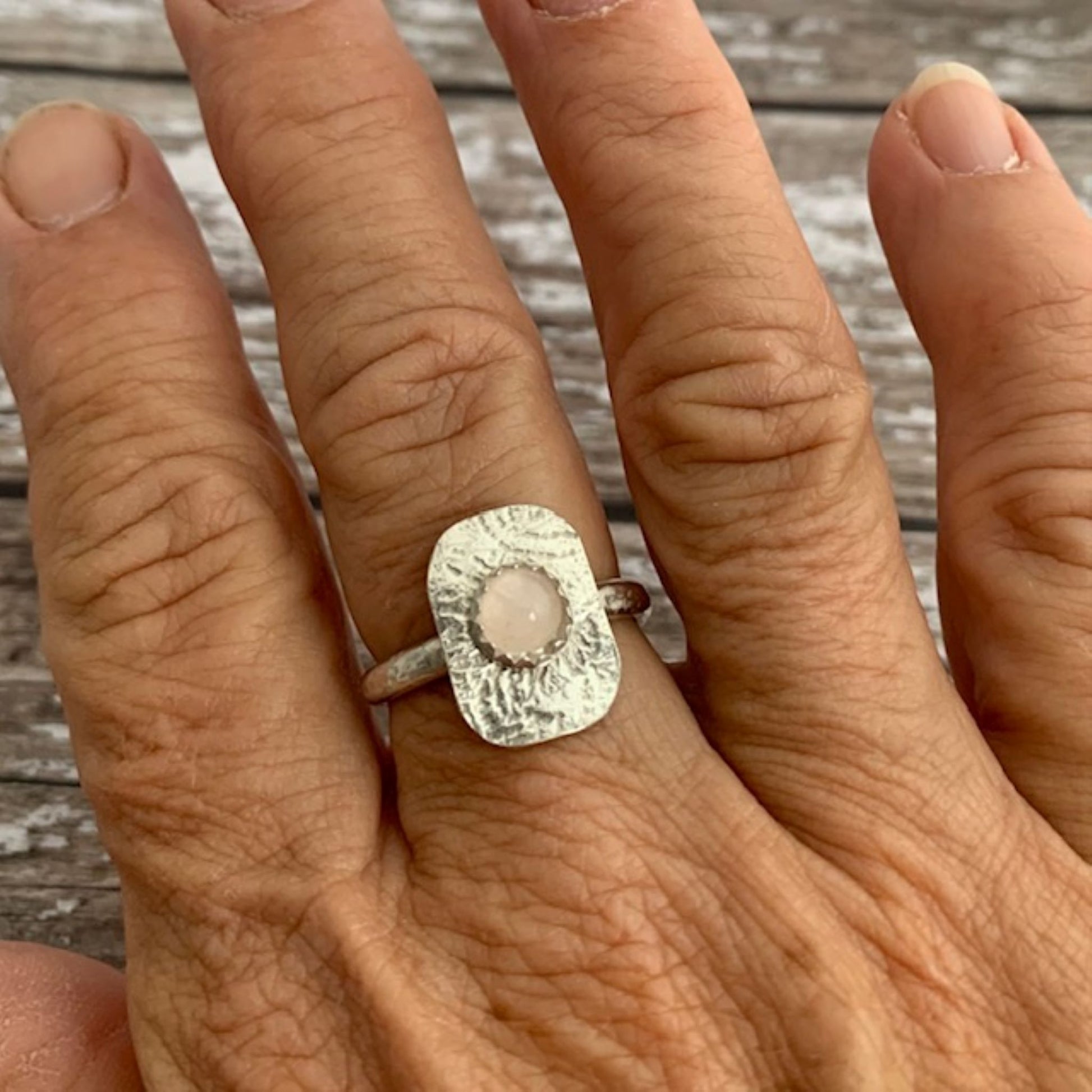 925 Silver Rose Quartz Ring
