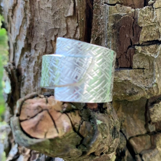 925 Sterling Silver Criss Cross Wide Chunky Ring