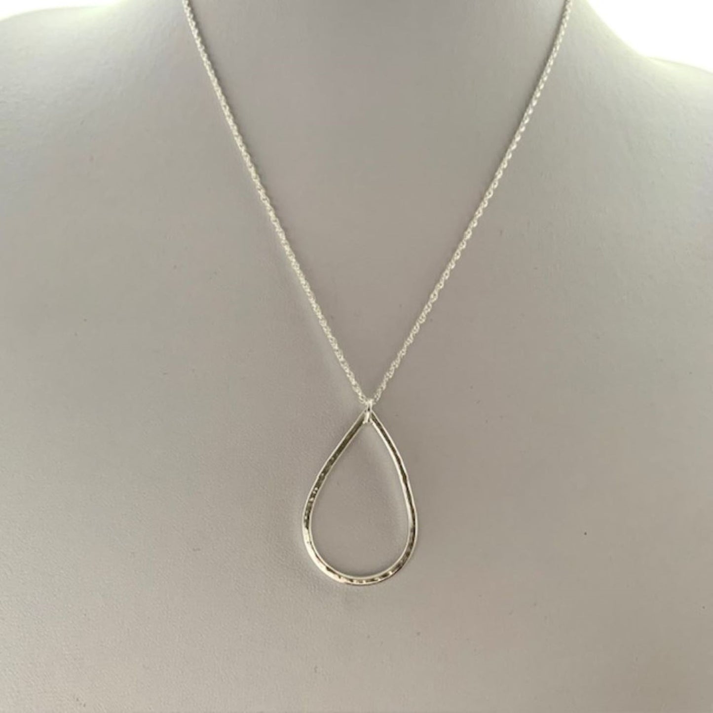 925 Sterling Silver Hammered Teardrop Pendant