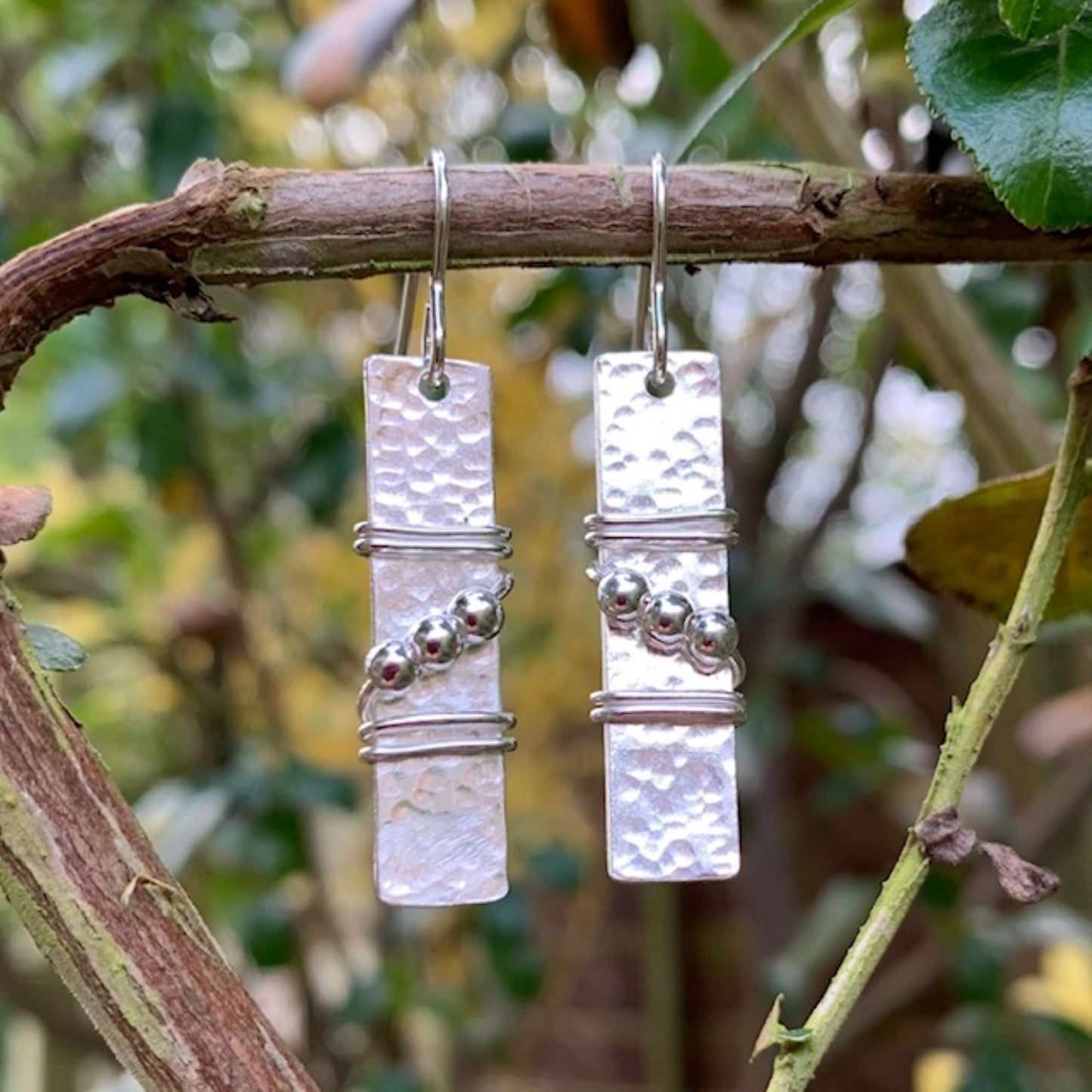 925 Sterling Silver Rectangle Bead Earrings