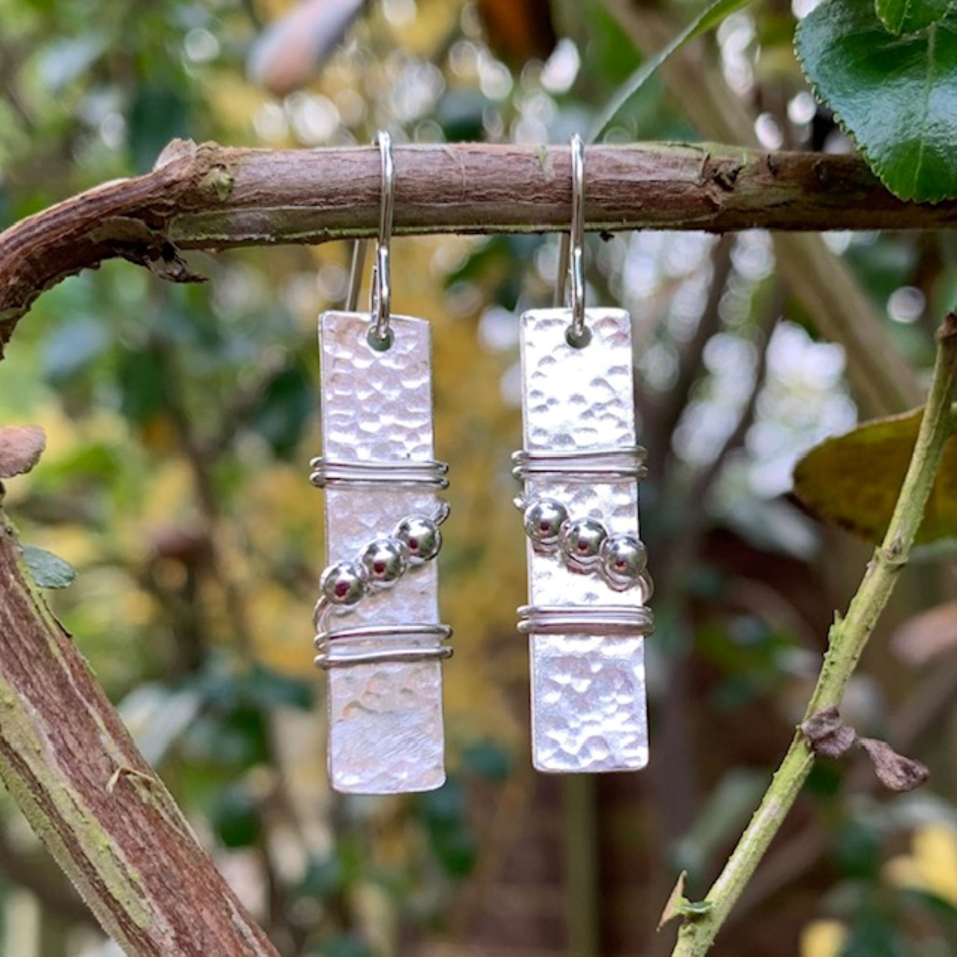 925 Sterling Silver Rectangle Bead Earrings