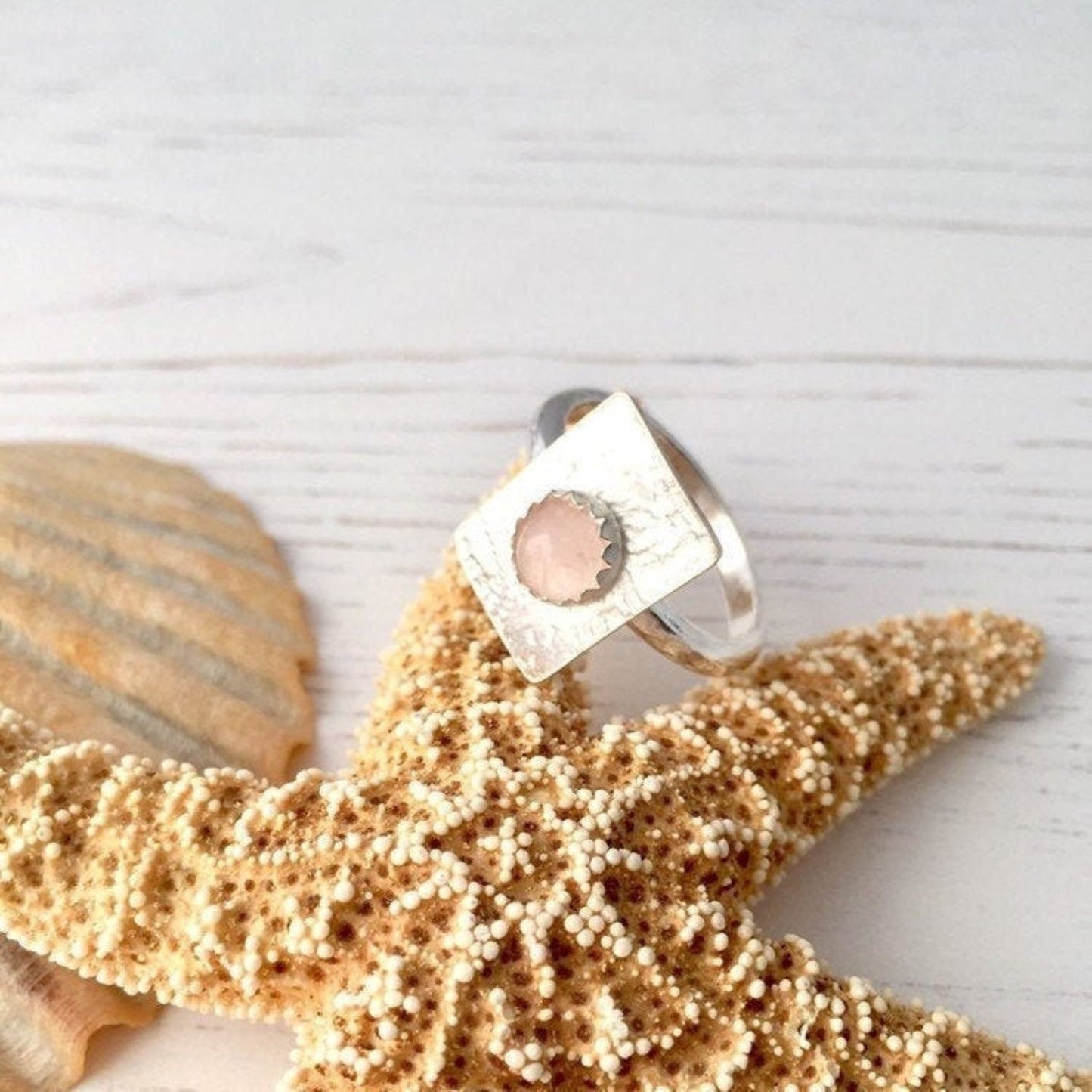 925 Sterling Silver Rose Quartz Statement Ring