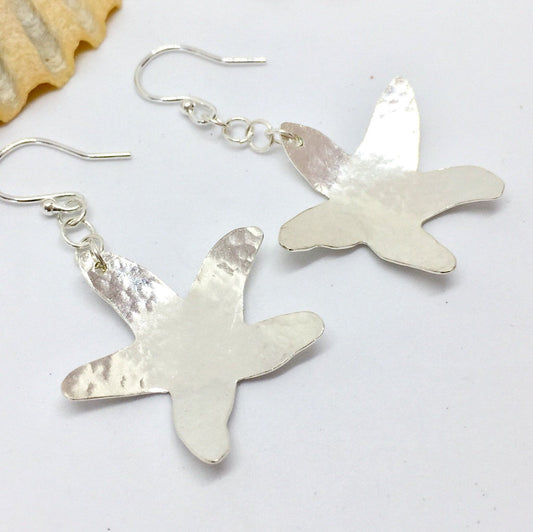 925 Sterling Silver Textured Dangly Earrings