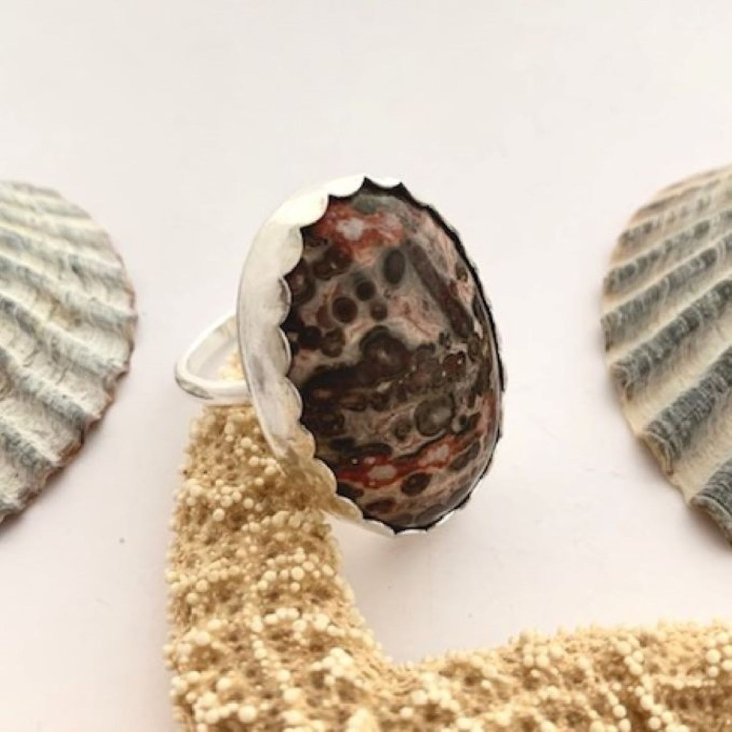925 Sterling Silver and Jasper Gemstone RIng