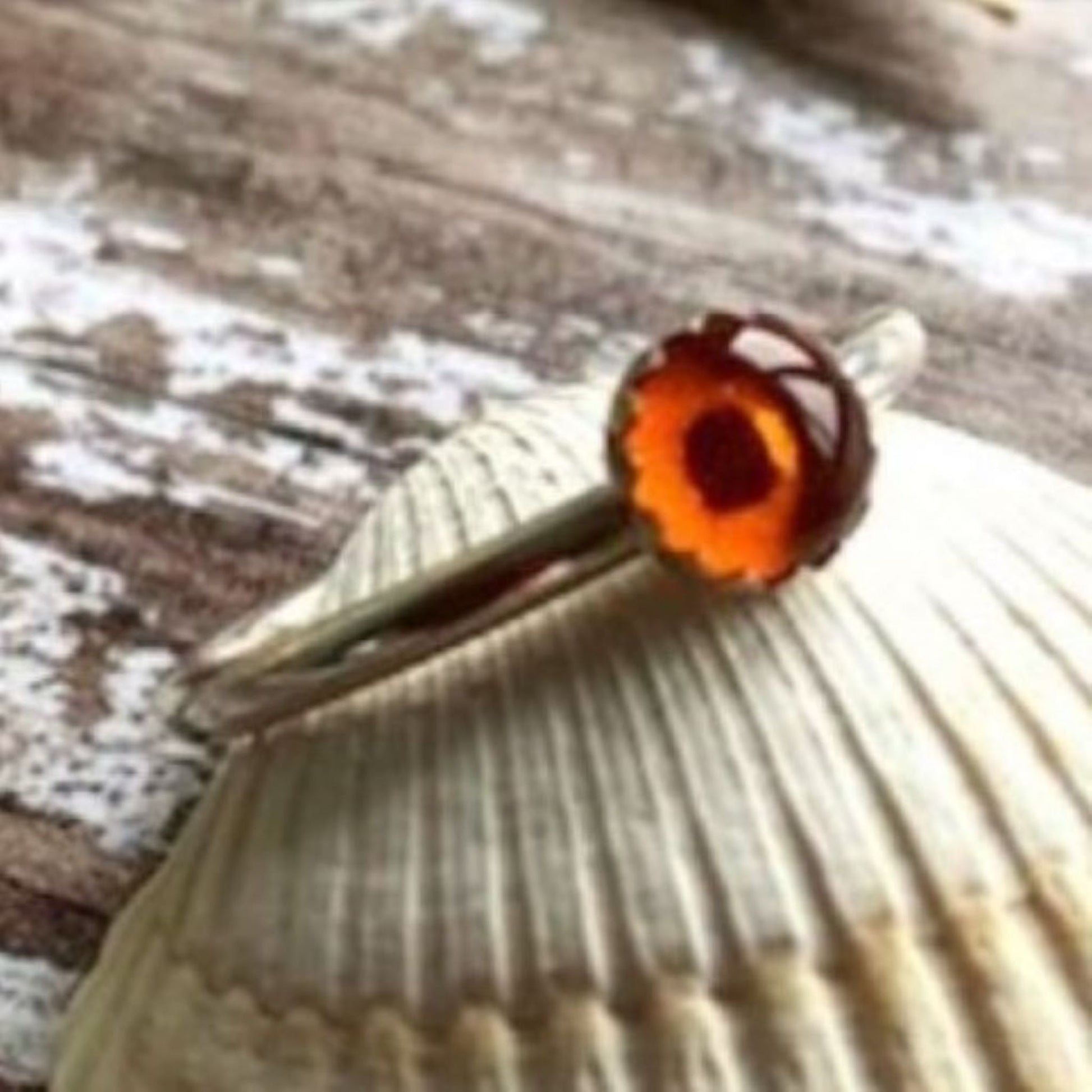 Amber and Sterling Silver Stacking Ring