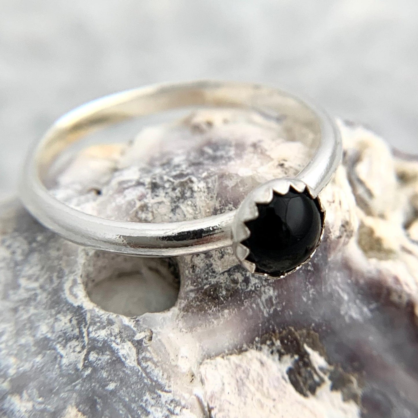 Black Onyx Gemstone Sterling Silver Ring
