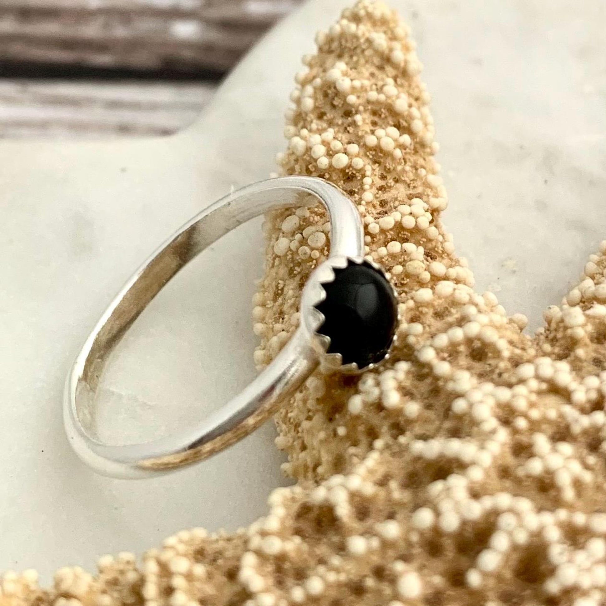 Black Onyx Gemstone Sterling Silver Ring 4