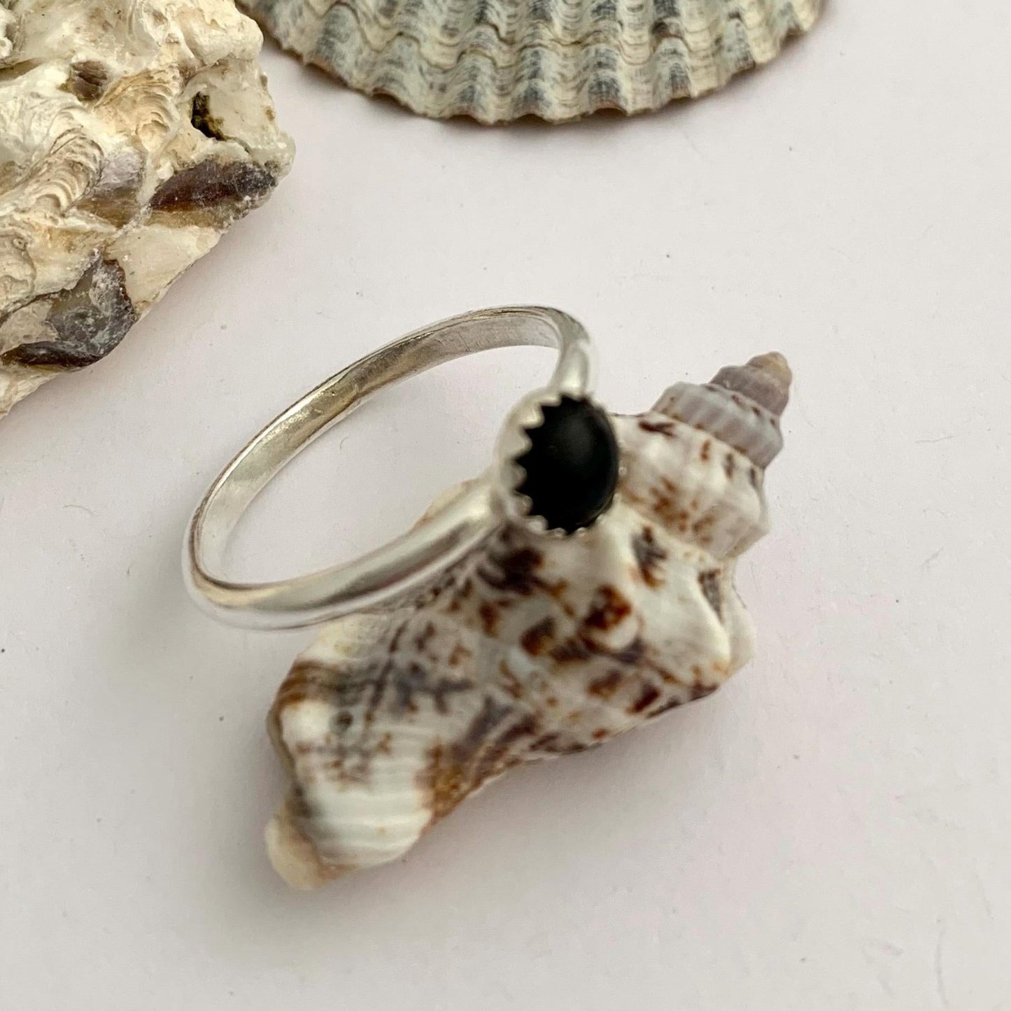 Black Onyx Gemstone Sterling Silver Ring 6