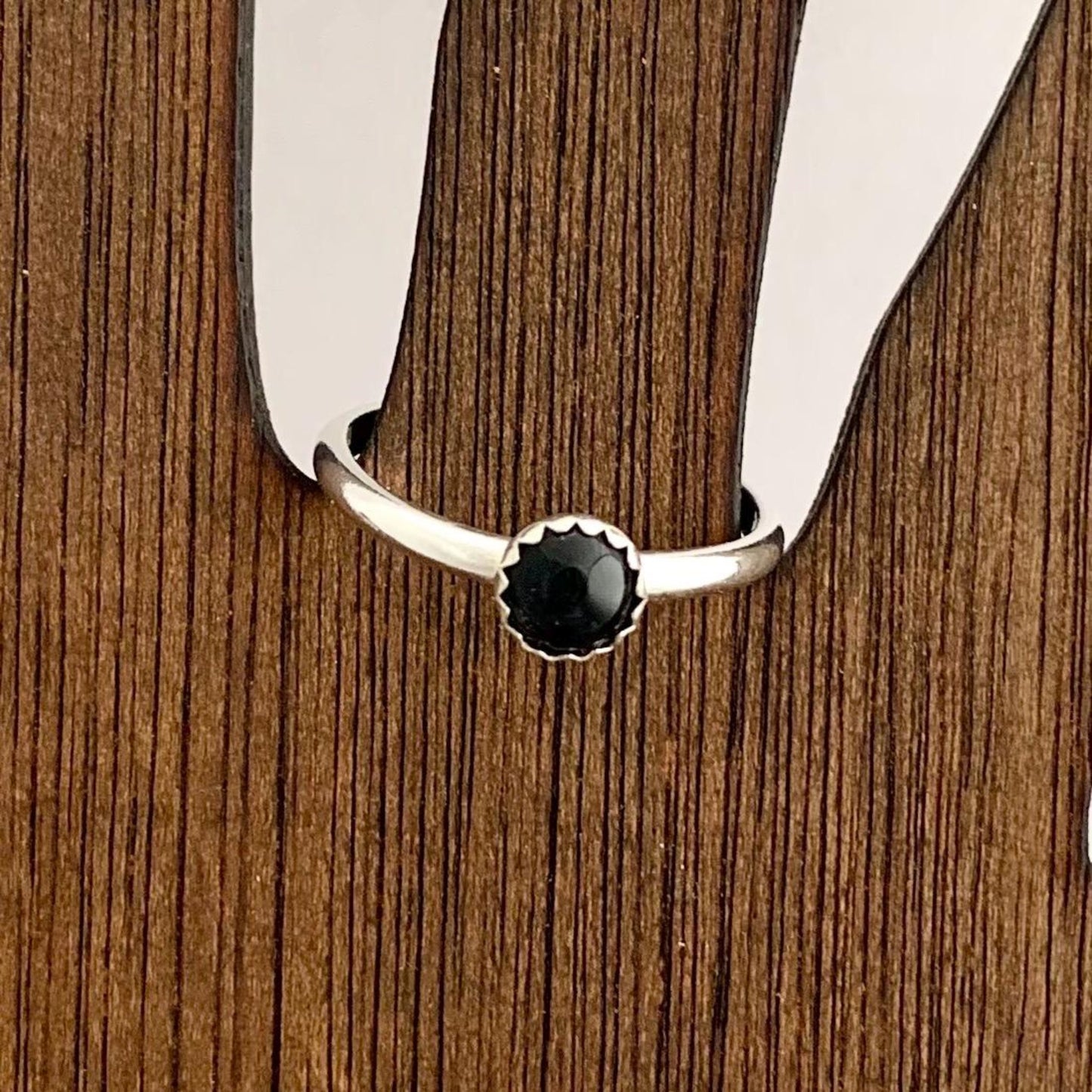 Black Onyx Gemstone Sterling Silver Ring 7