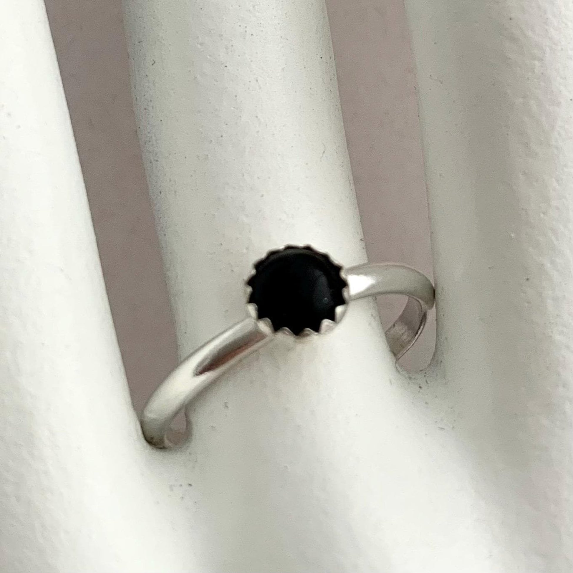 Black Onyx Gemstone Sterling Silver Ring 8