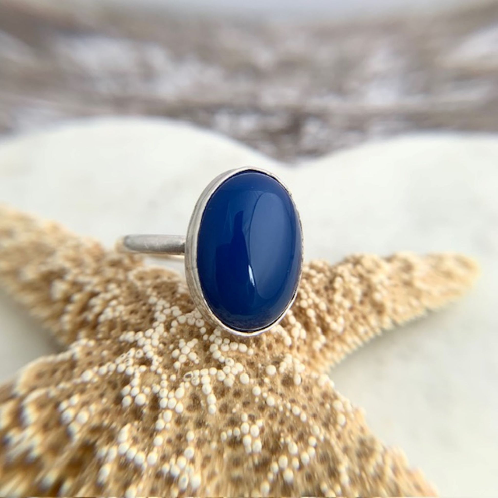 Blue Agate Oval Ring