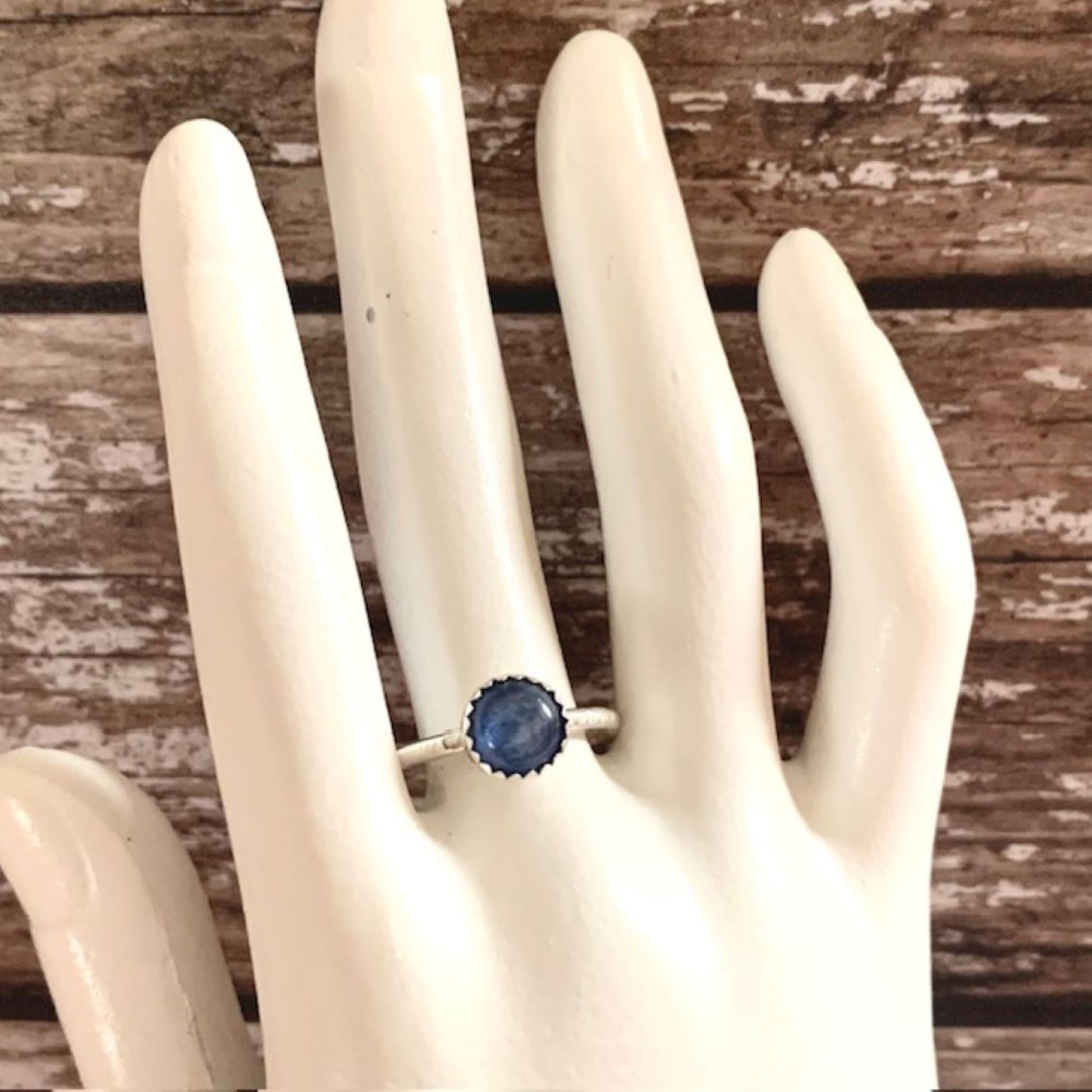 Blue Fluorite and 925 Sterling Silver Stacking Ring