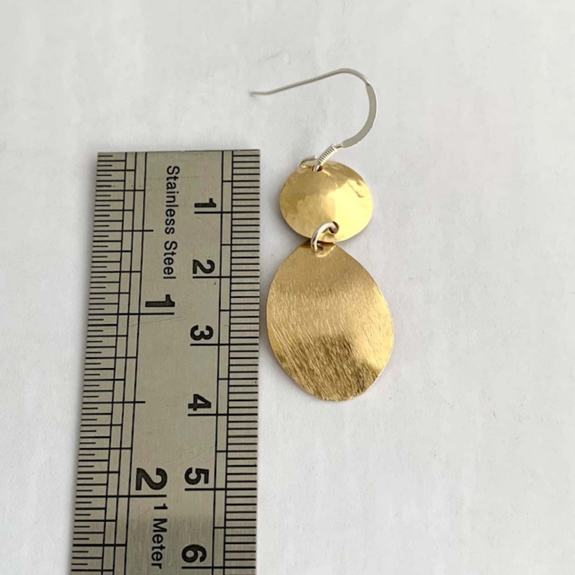 Brass Dangly Earrings with Circle and Teardrop