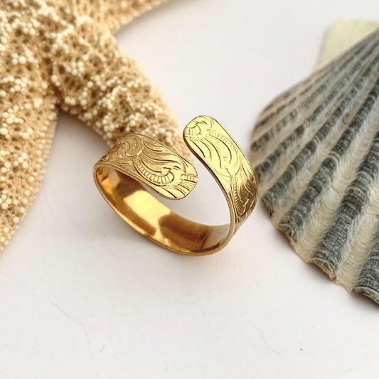 Brass Open Adjustable Wrap Around Ring