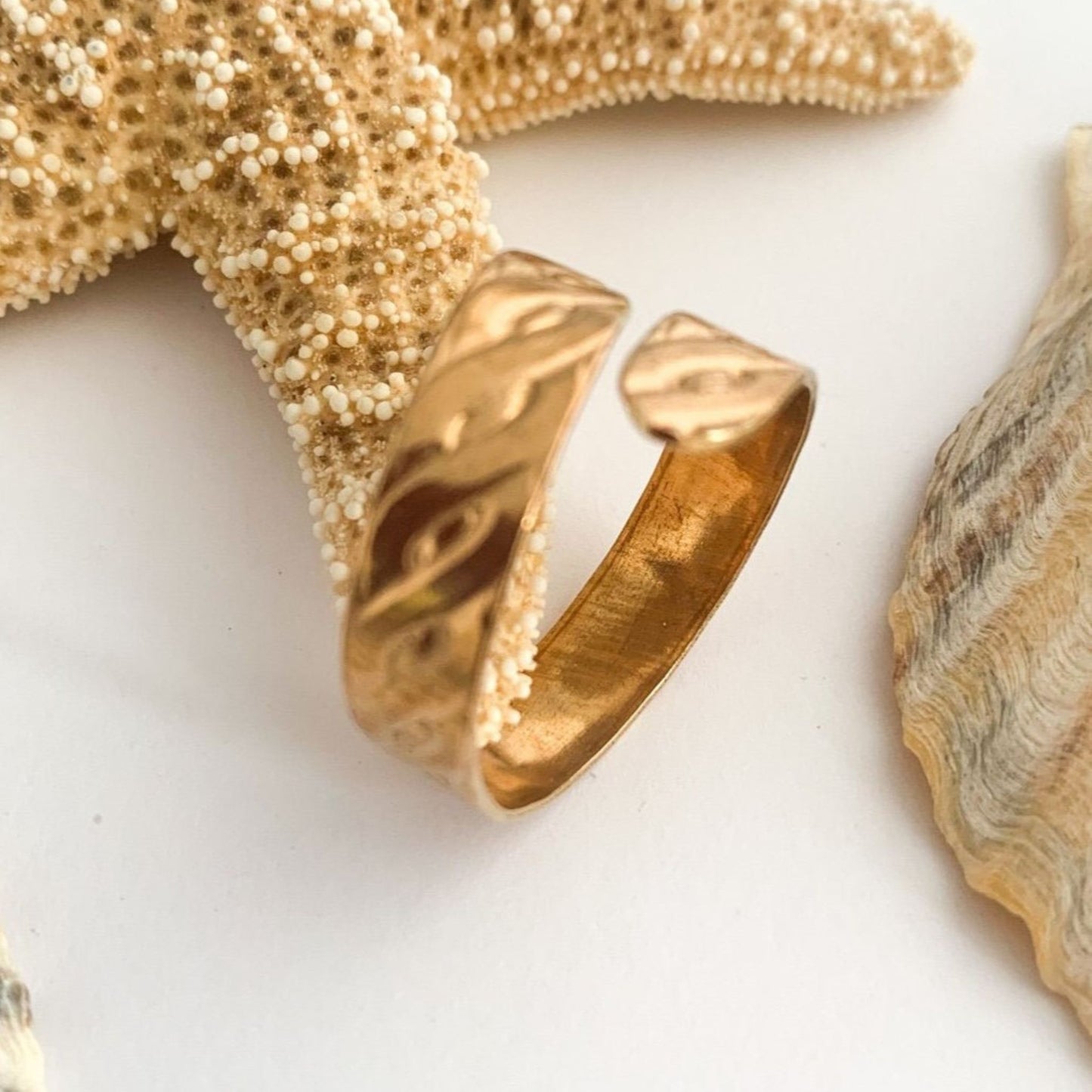 Brass Patterned Open Wrap Around Ring