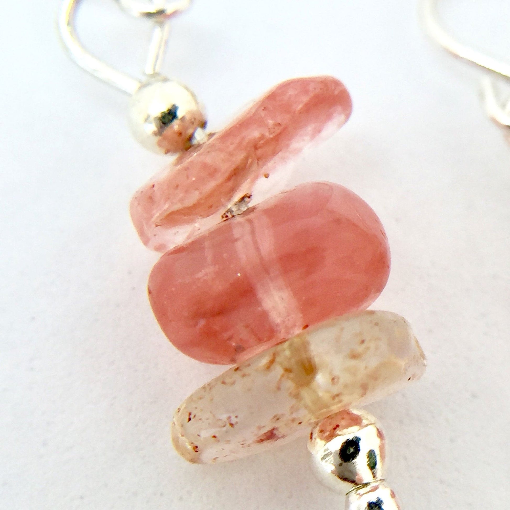 Cherry Quartz Gemstone Dangle Earrings