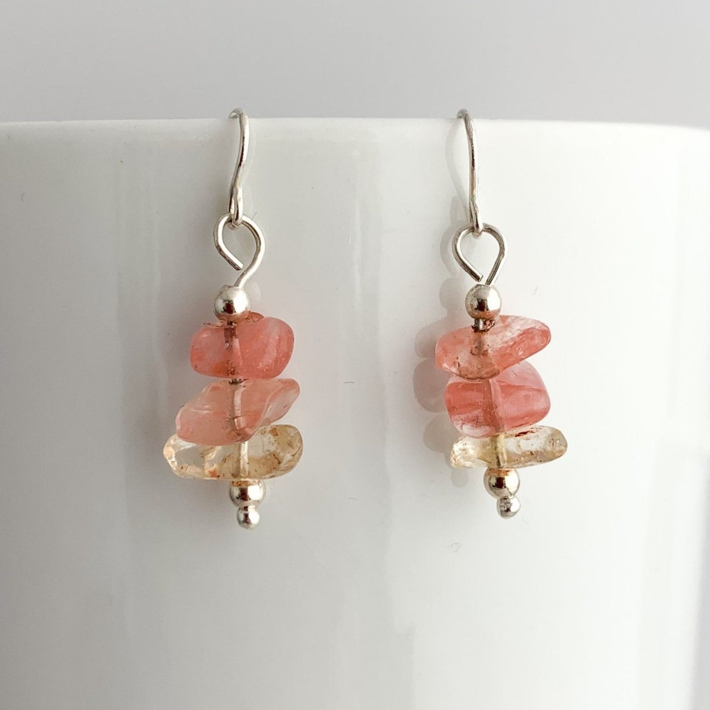 Cherry Quartz Gemstone Drop Earrings