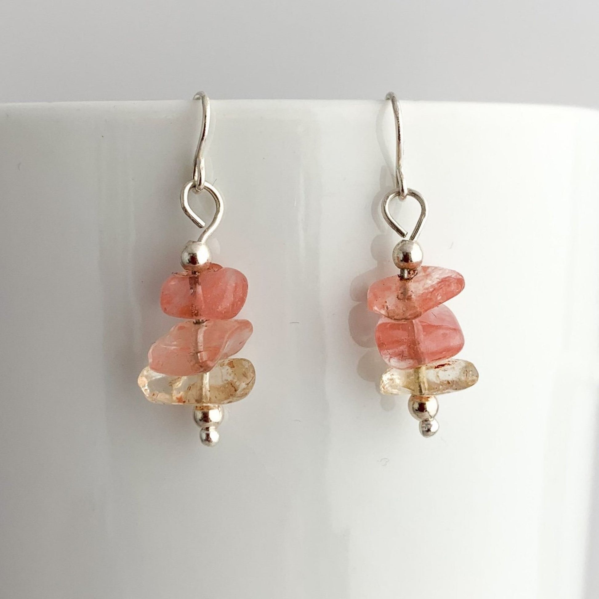 Cherry Quartz Gemstone Drop Earrings