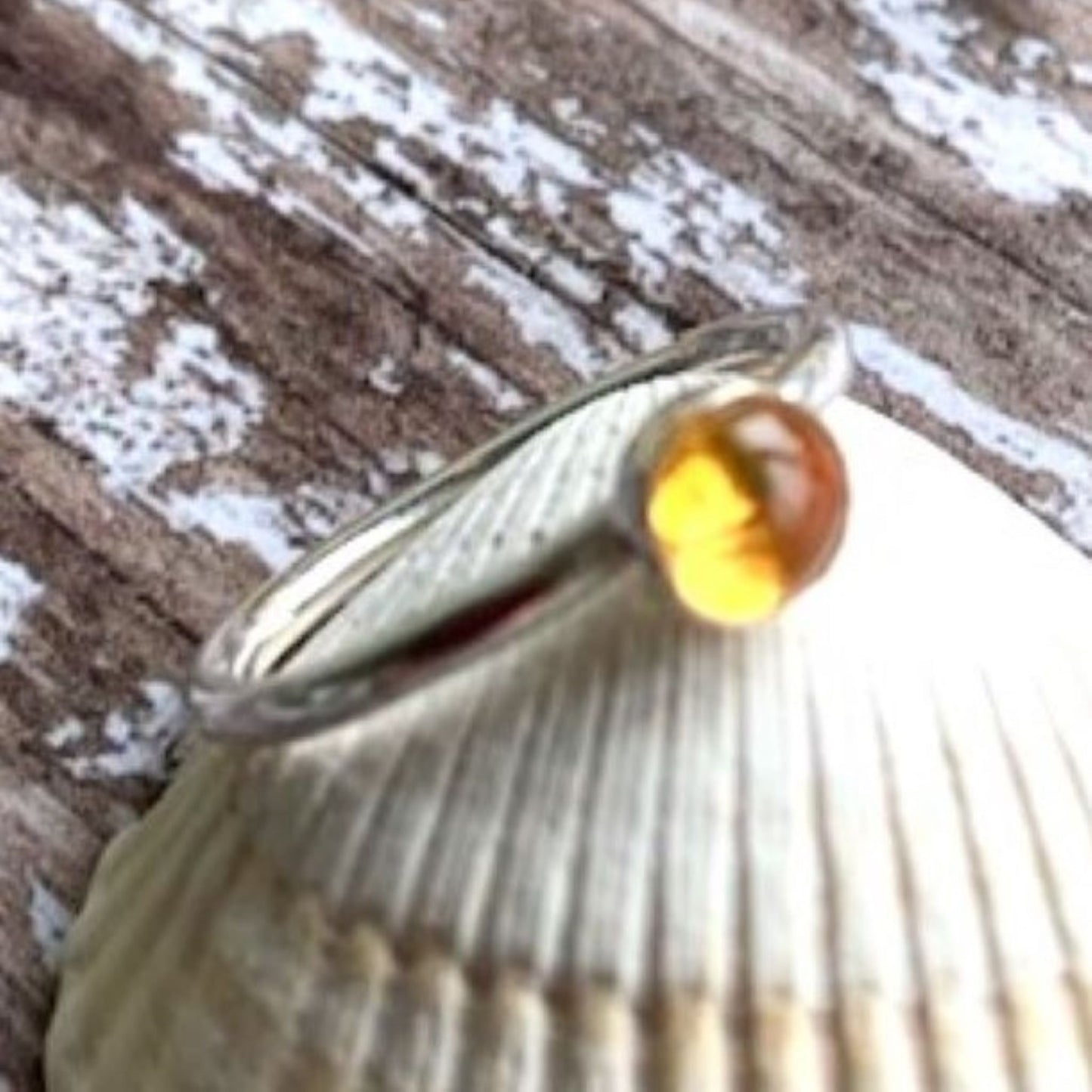 Citrine Gemstone and 925 Sterling Silver Stacking Ring
