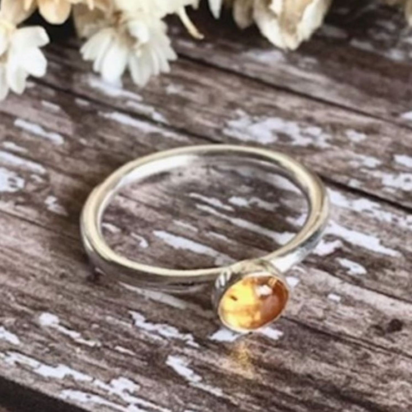 Citrine Gemstone and Sterling Silver Stacking Ring