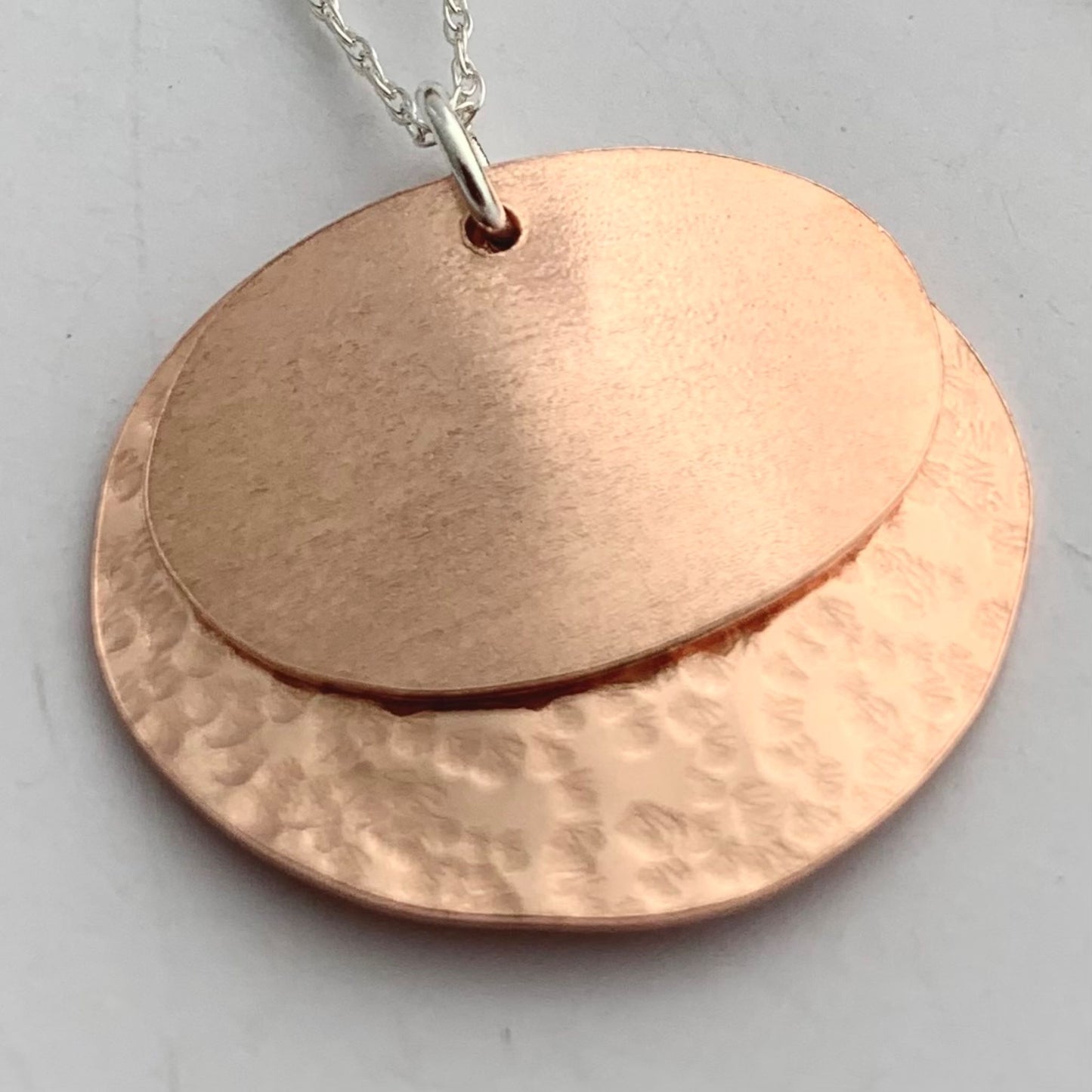 Copper Oval Layer Textured Pendant