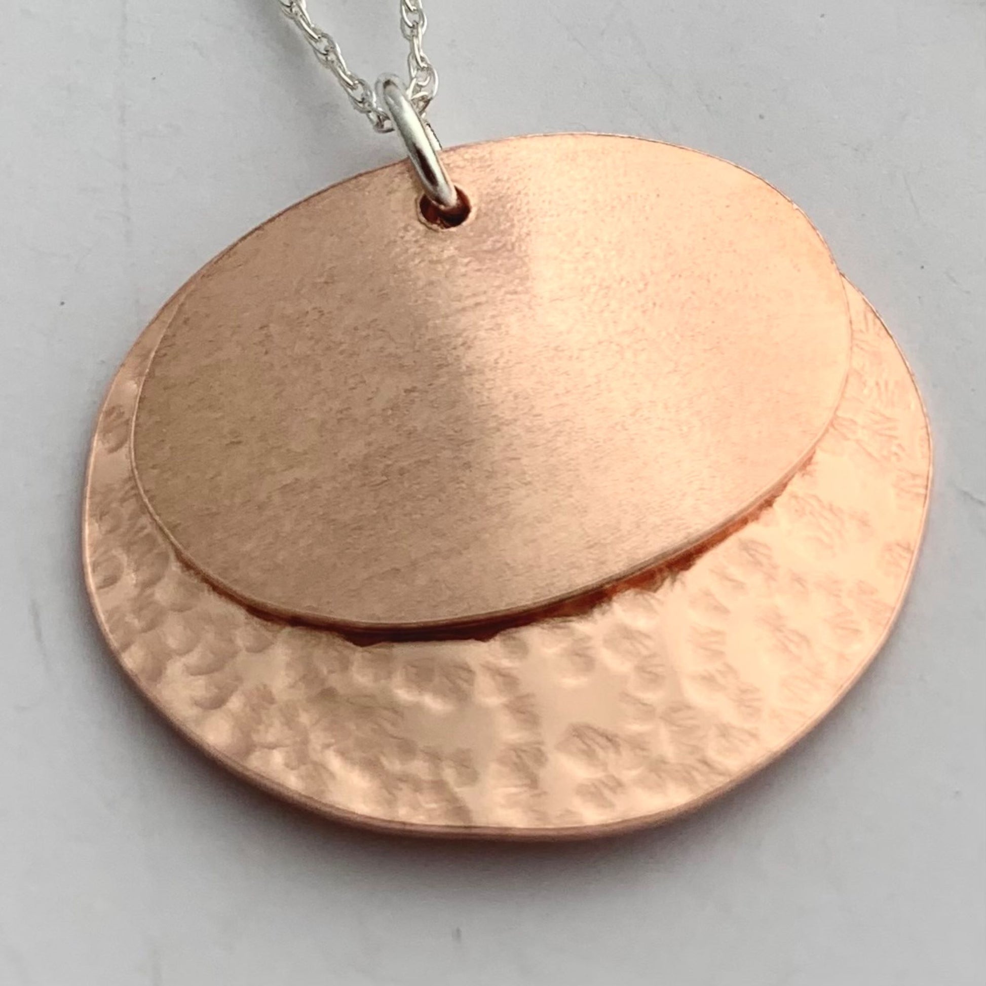 Copper Oval Layer Textured Pendant