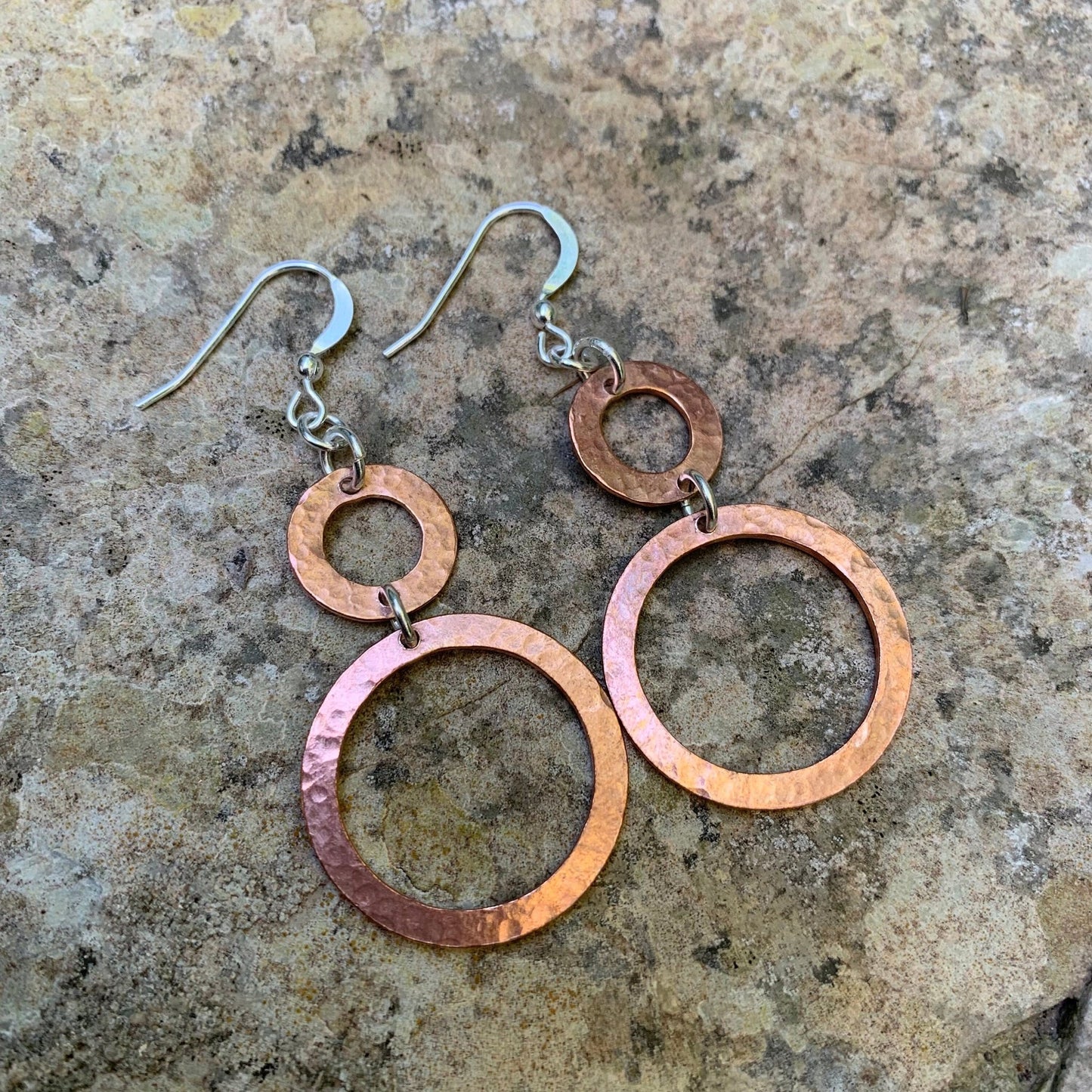 Copper Double Hoop Dangle Earrings