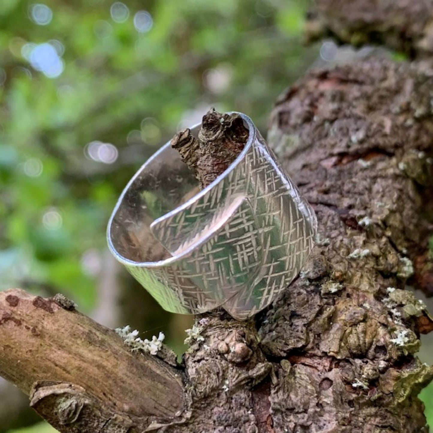 Criss Cross 925 Sterling Silver Wide Wrap Ring