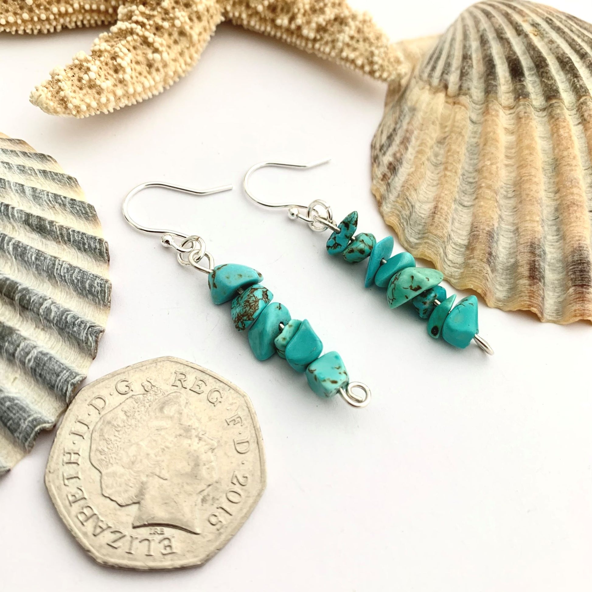 Dangle Turquoise Gemstone Sterling Silver Earrings