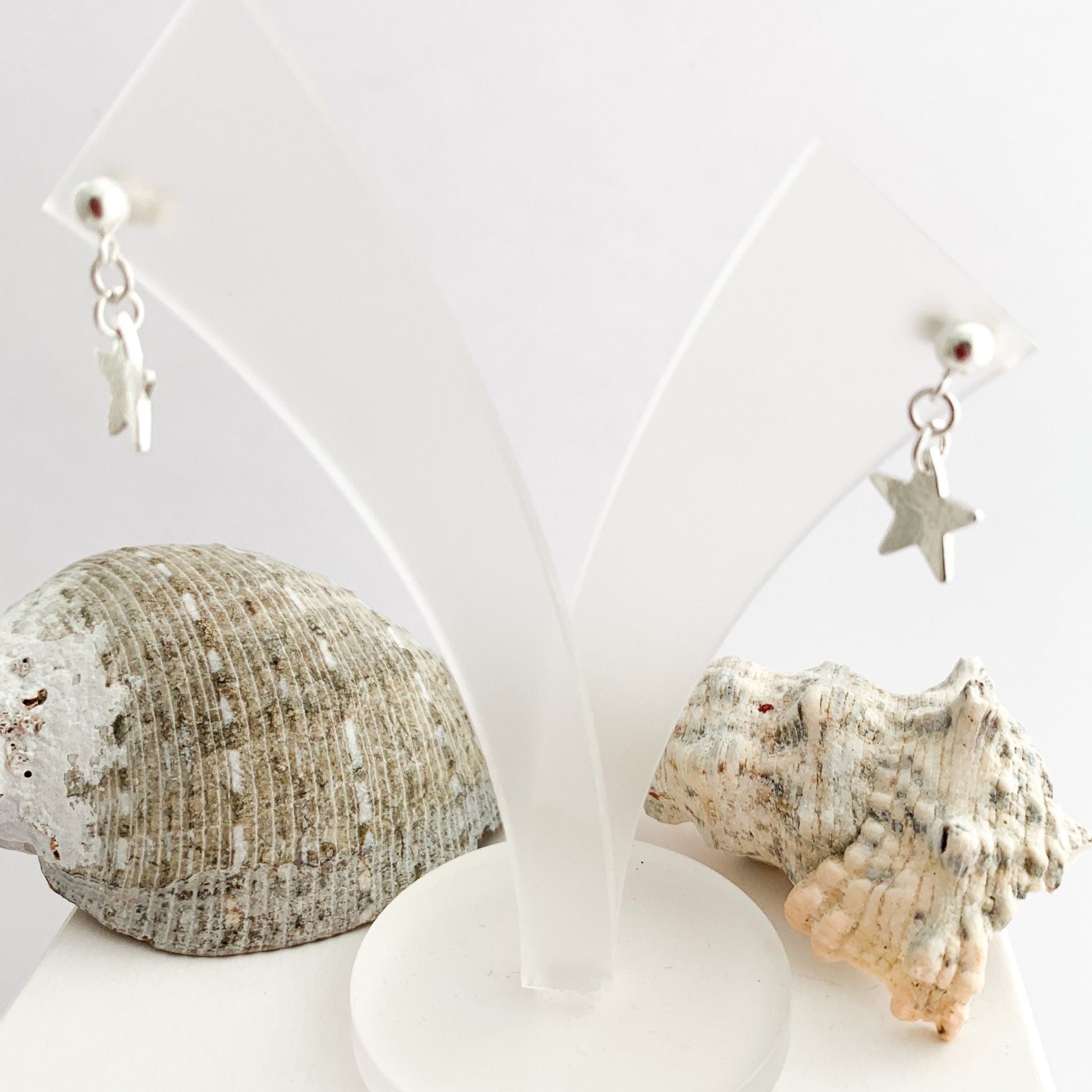 Dangly Sterling Silver Star Stud Earrings