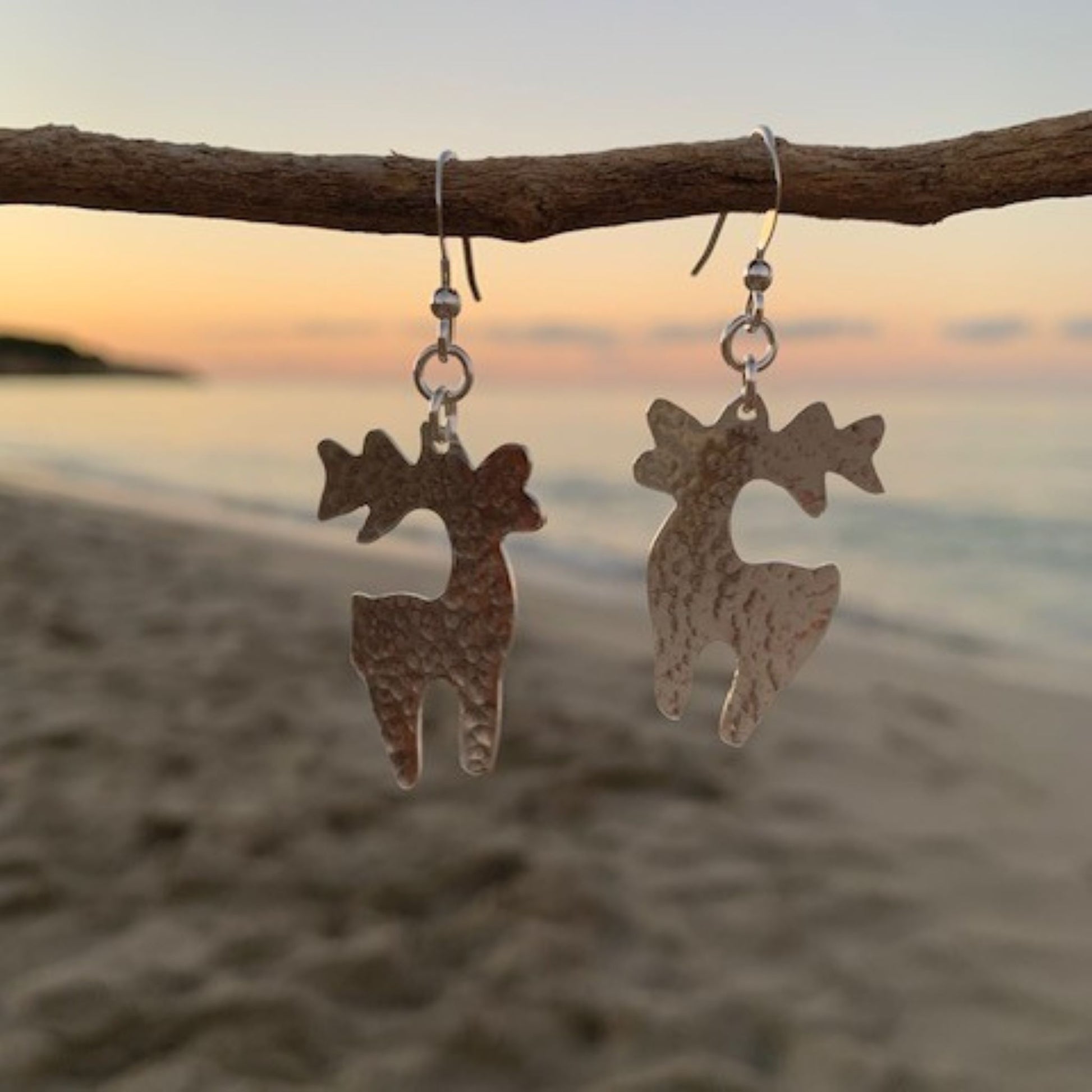 Dangly Sterling Silver Unique Reindeer Earrings