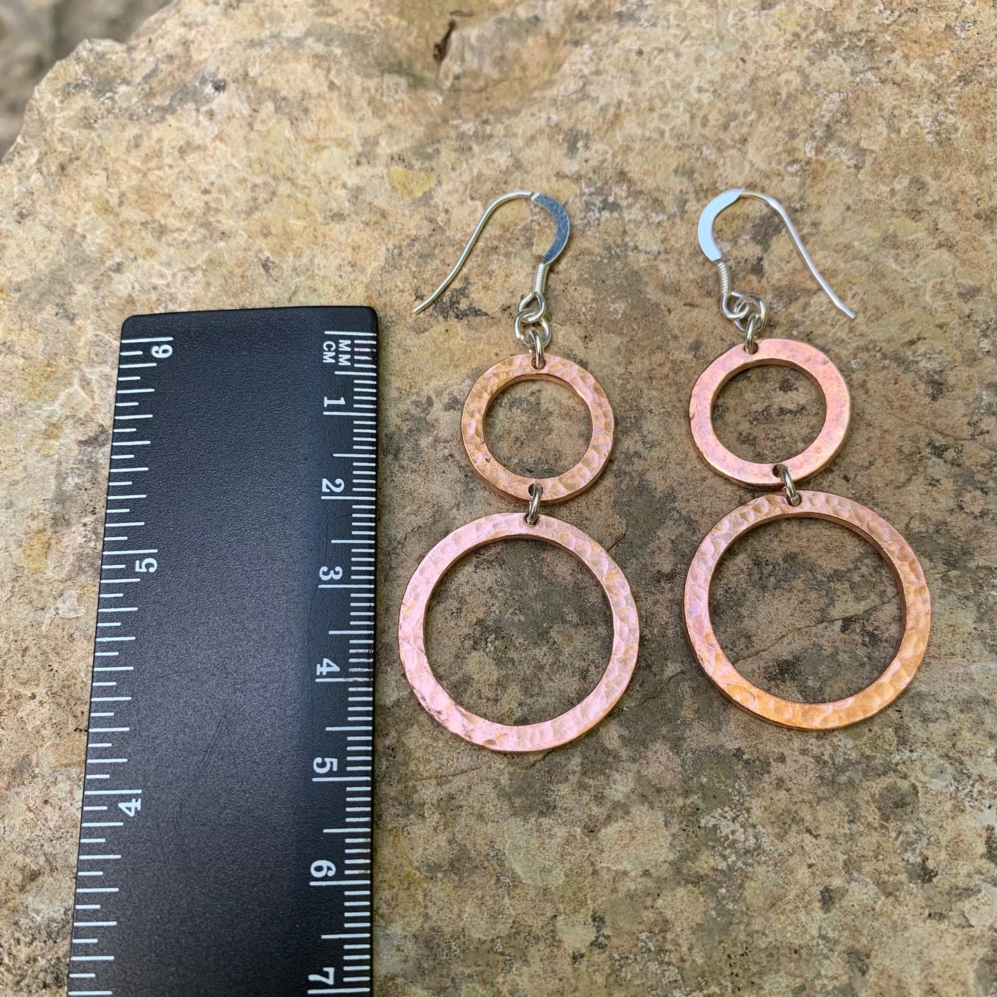 Dimpled Two Copper Hoops Earrings