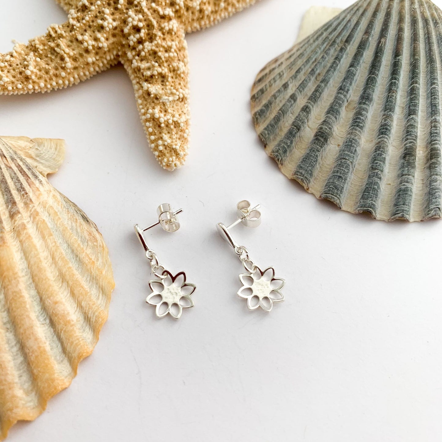 Flower Stud Earrings in Sterling Silver