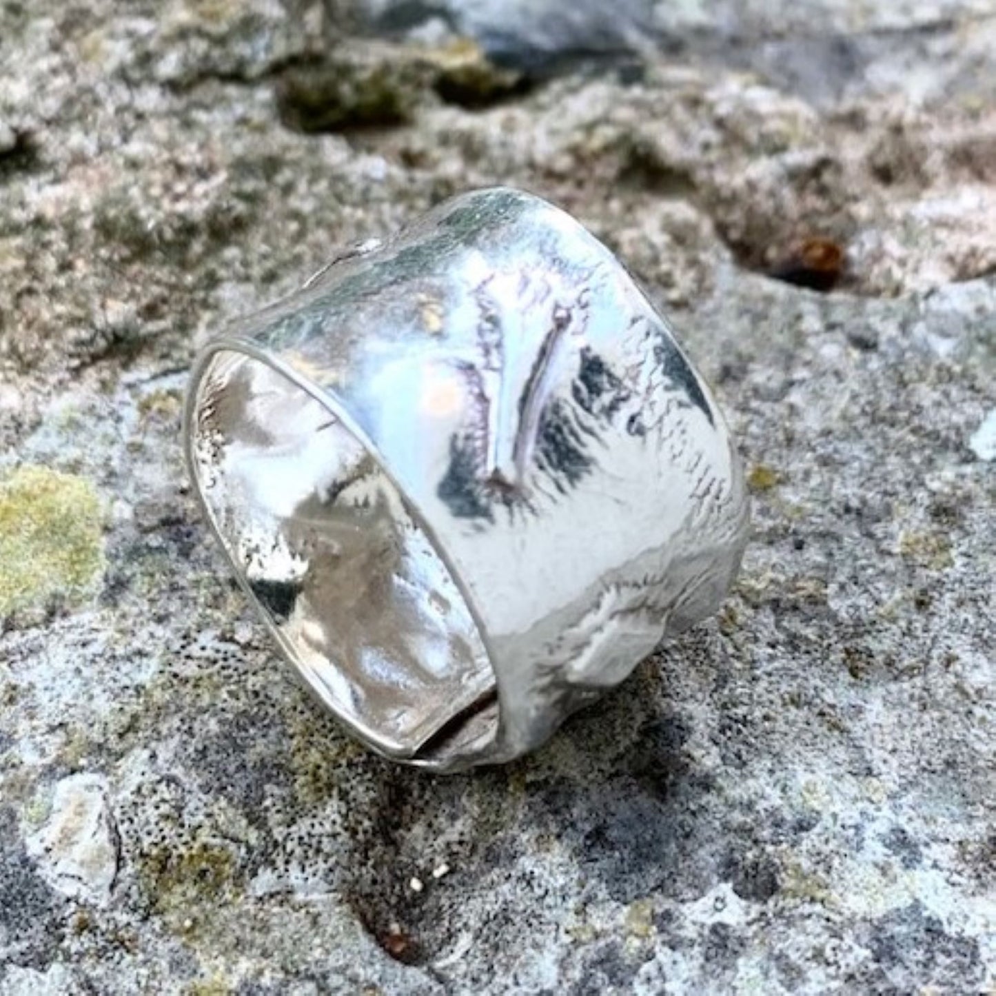 Fused Sterling Silver Rustic Wide Ring