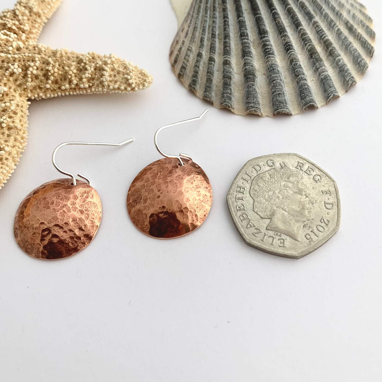Hammered Copper Disc Earrings