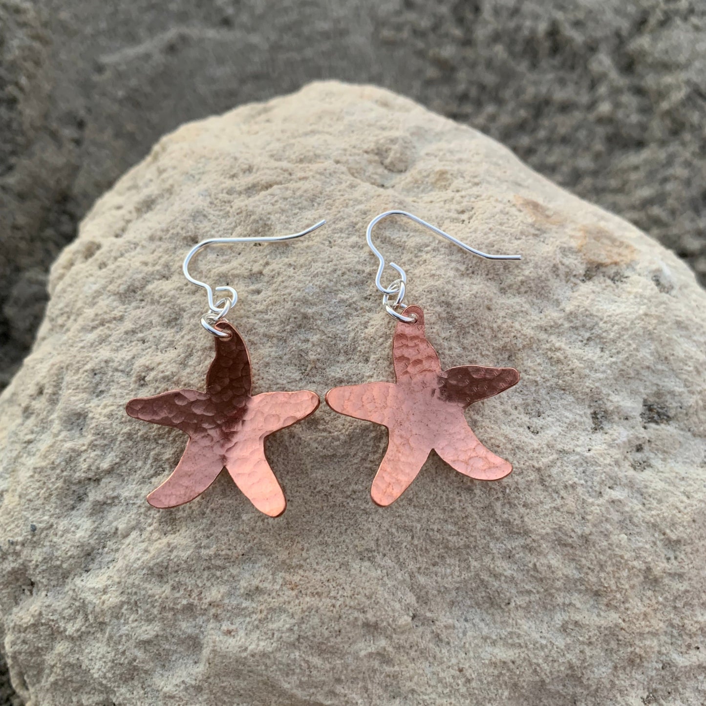 Hammered Copper Starfish Dangle Earrings 7