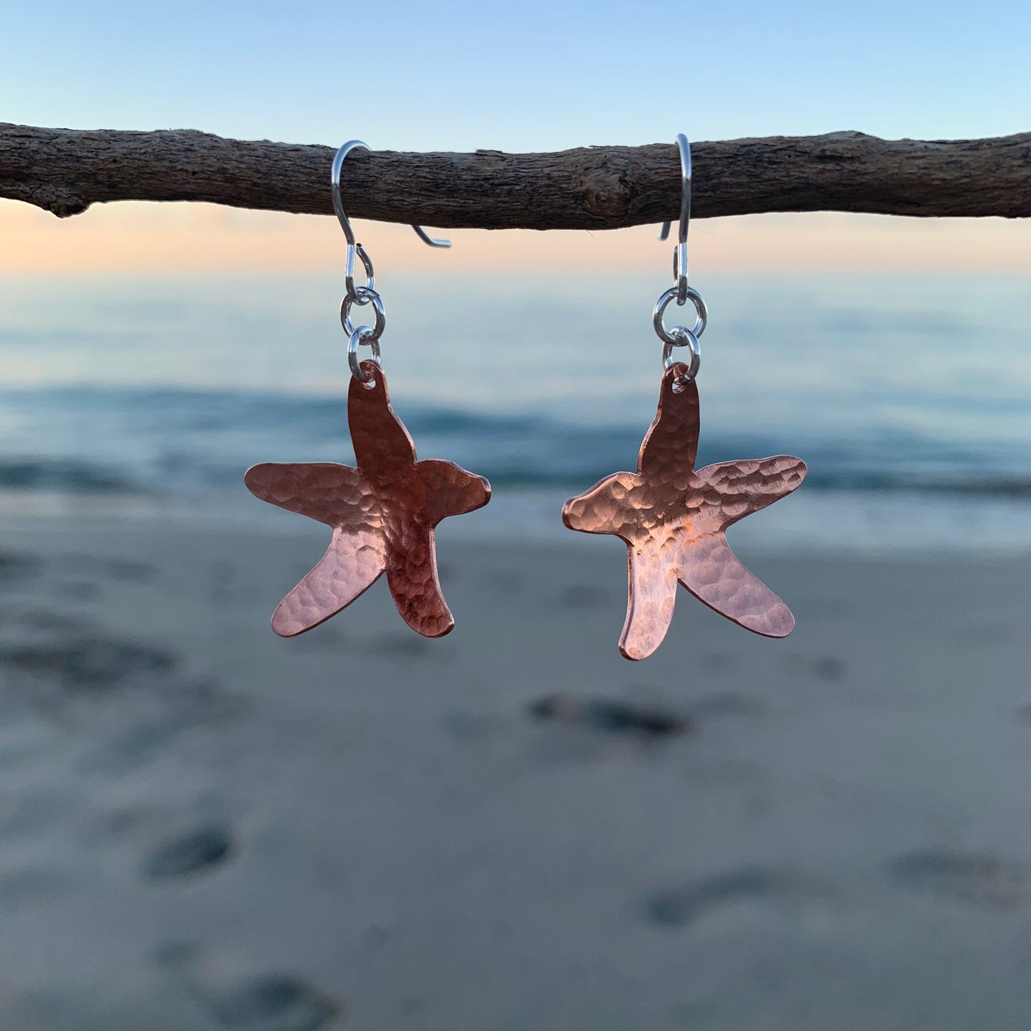 Hammered Copper Starfish Dangle Earrings 8