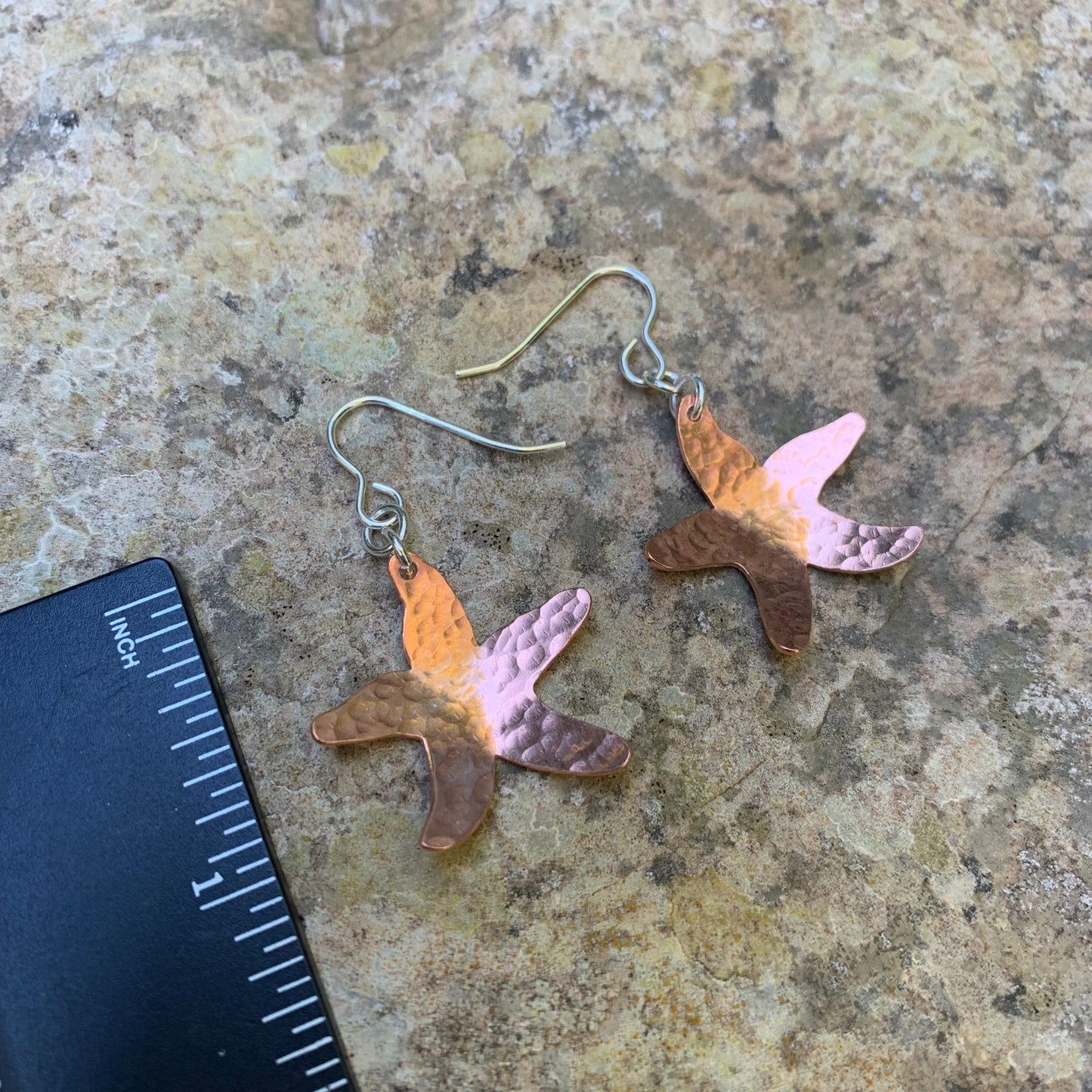 Hammered Copper Starfish Earrings 5