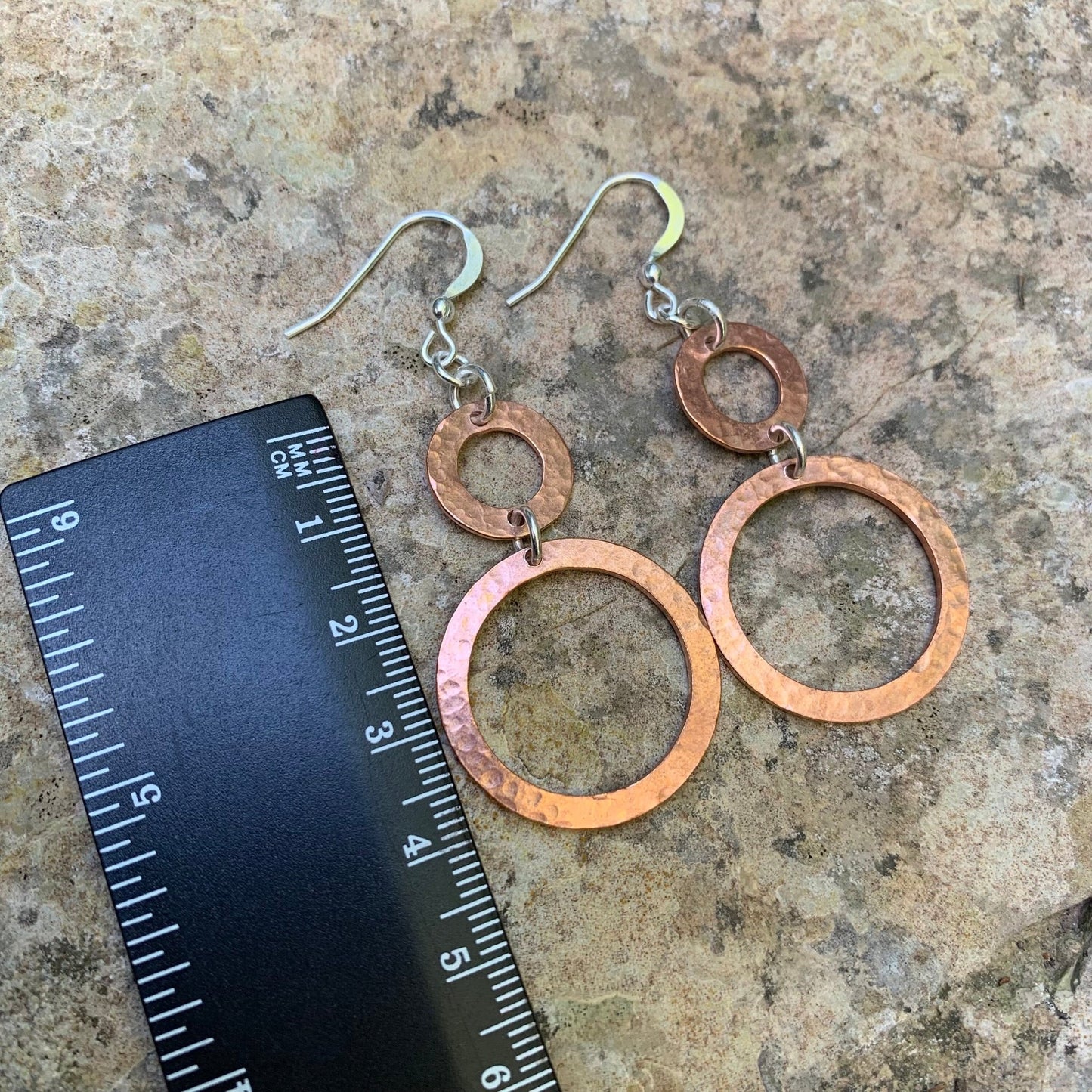 Copper Double Hoop Dangle Earrings