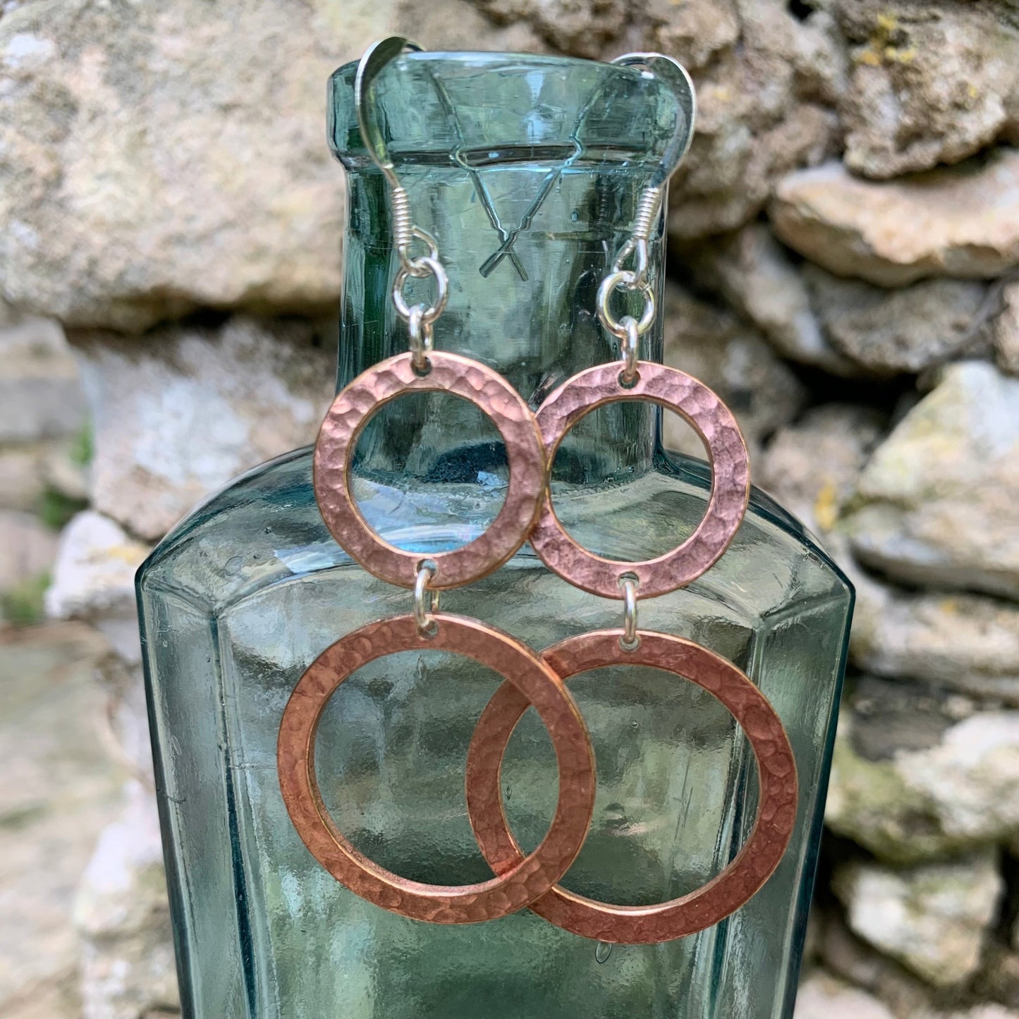 Hammered Rustic Copper Hoop Earrings