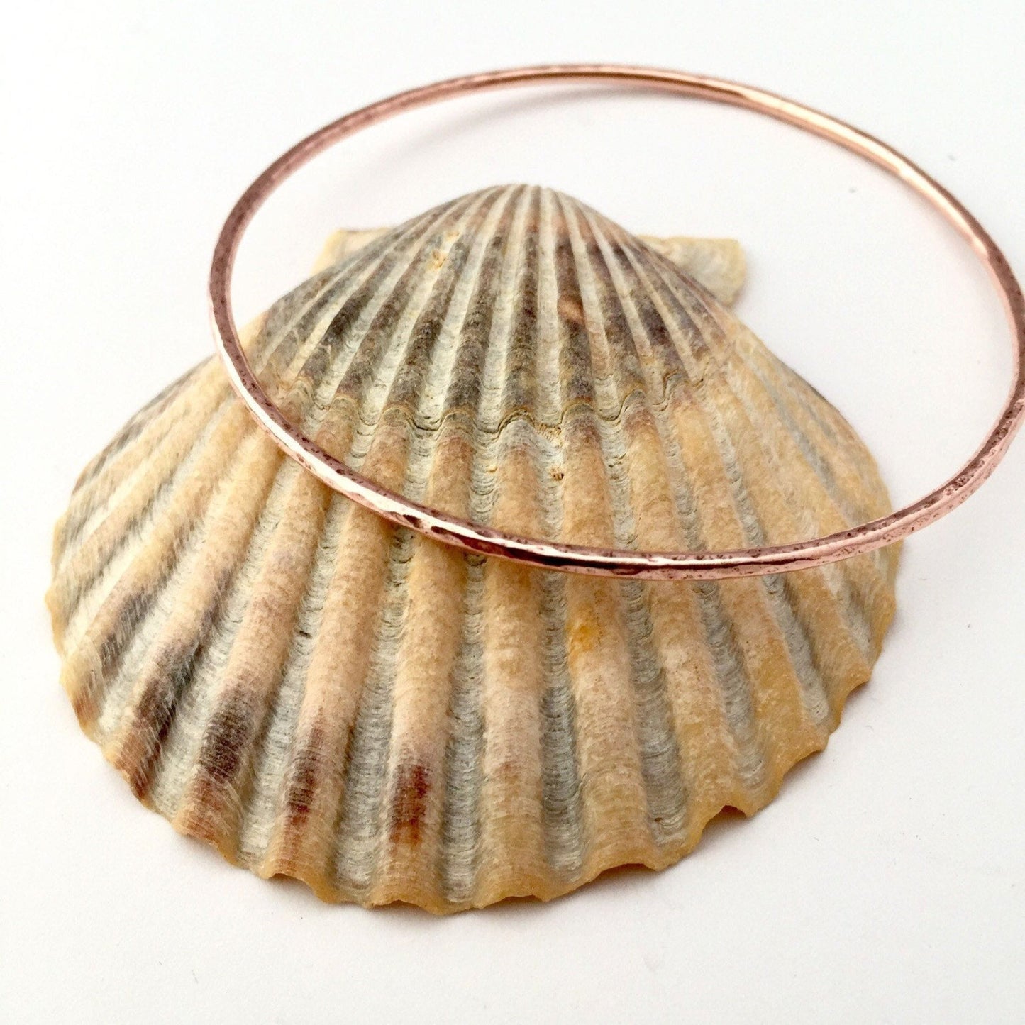 Hammered Skinny Copper Bangle