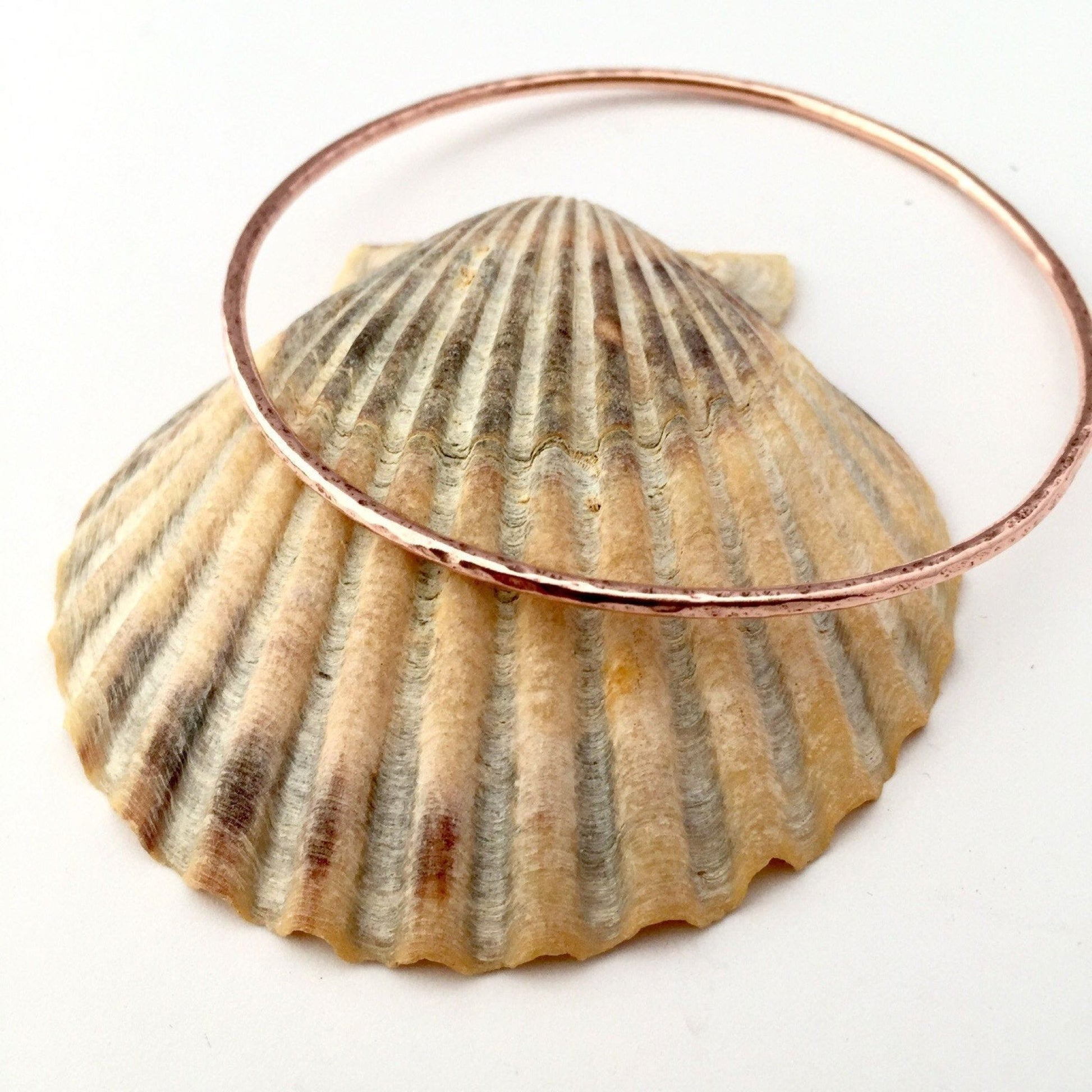 Hammered Skinny Copper Bangle