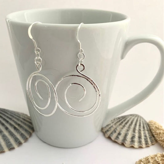 Large Sterling Silver Wire Hoop Earrings