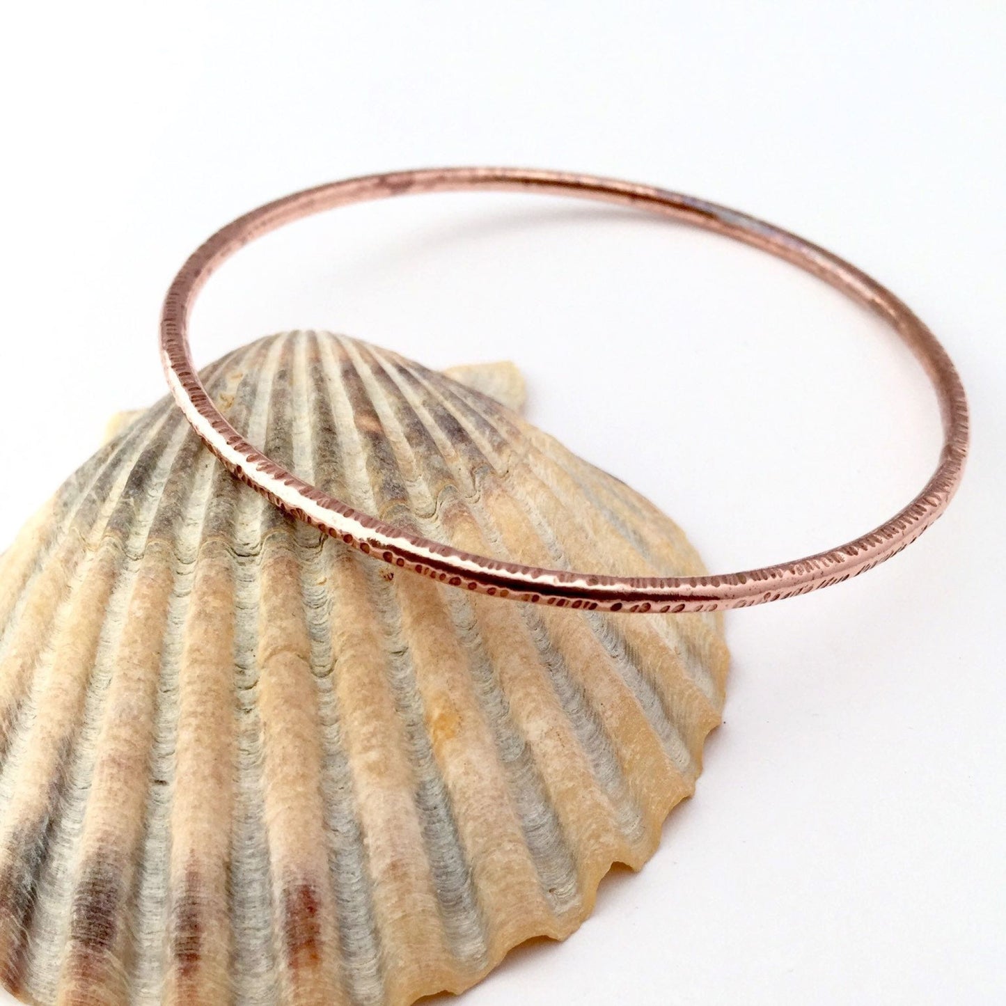 Line Hammered Copper Stacking Bangle