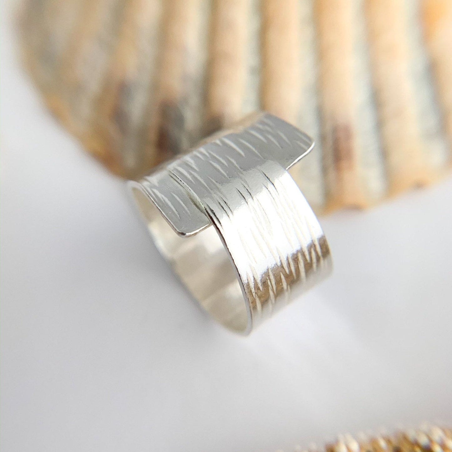 Textured Sterling Silver Wrap Over Ring