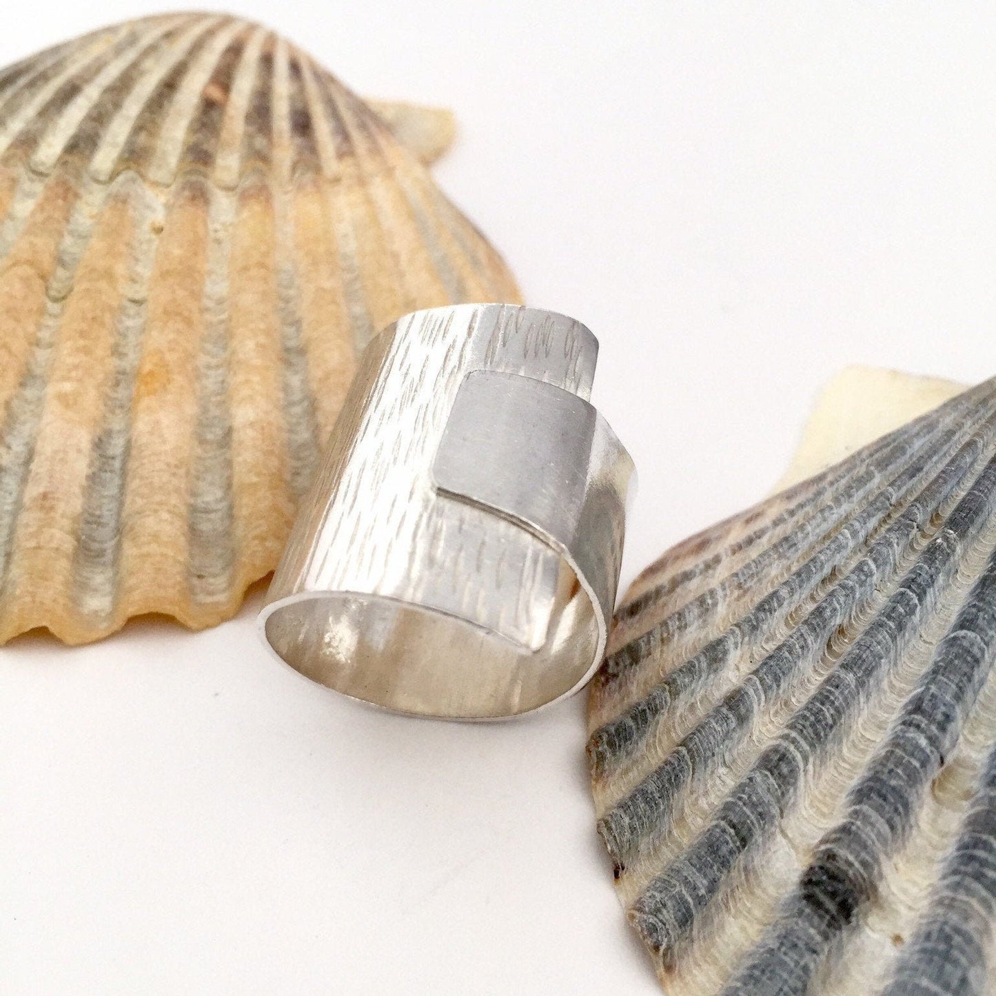 Line Textured Wrap Over Sterling Silver Ring