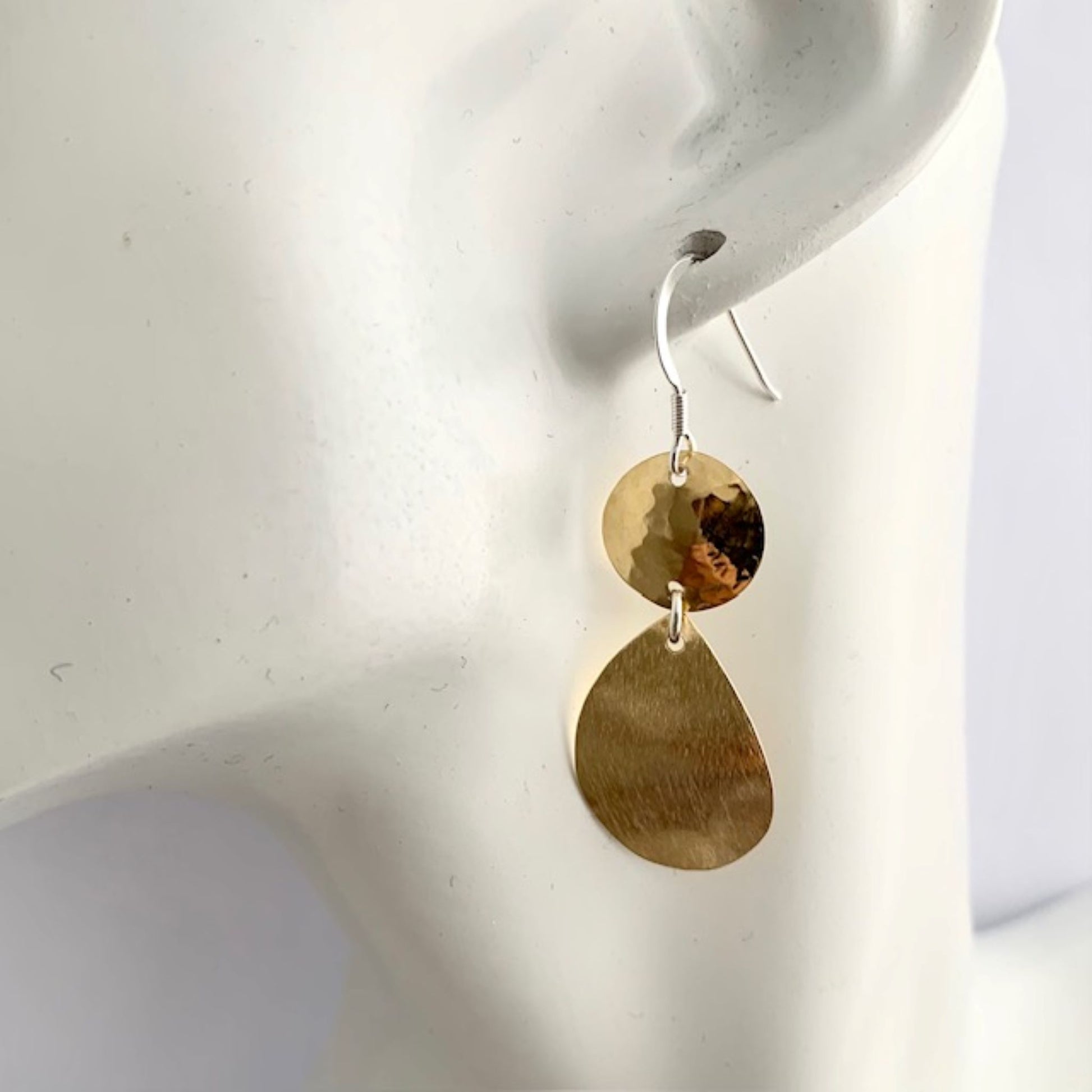 Little Circle and Teardrop Dangle Brass Earrings