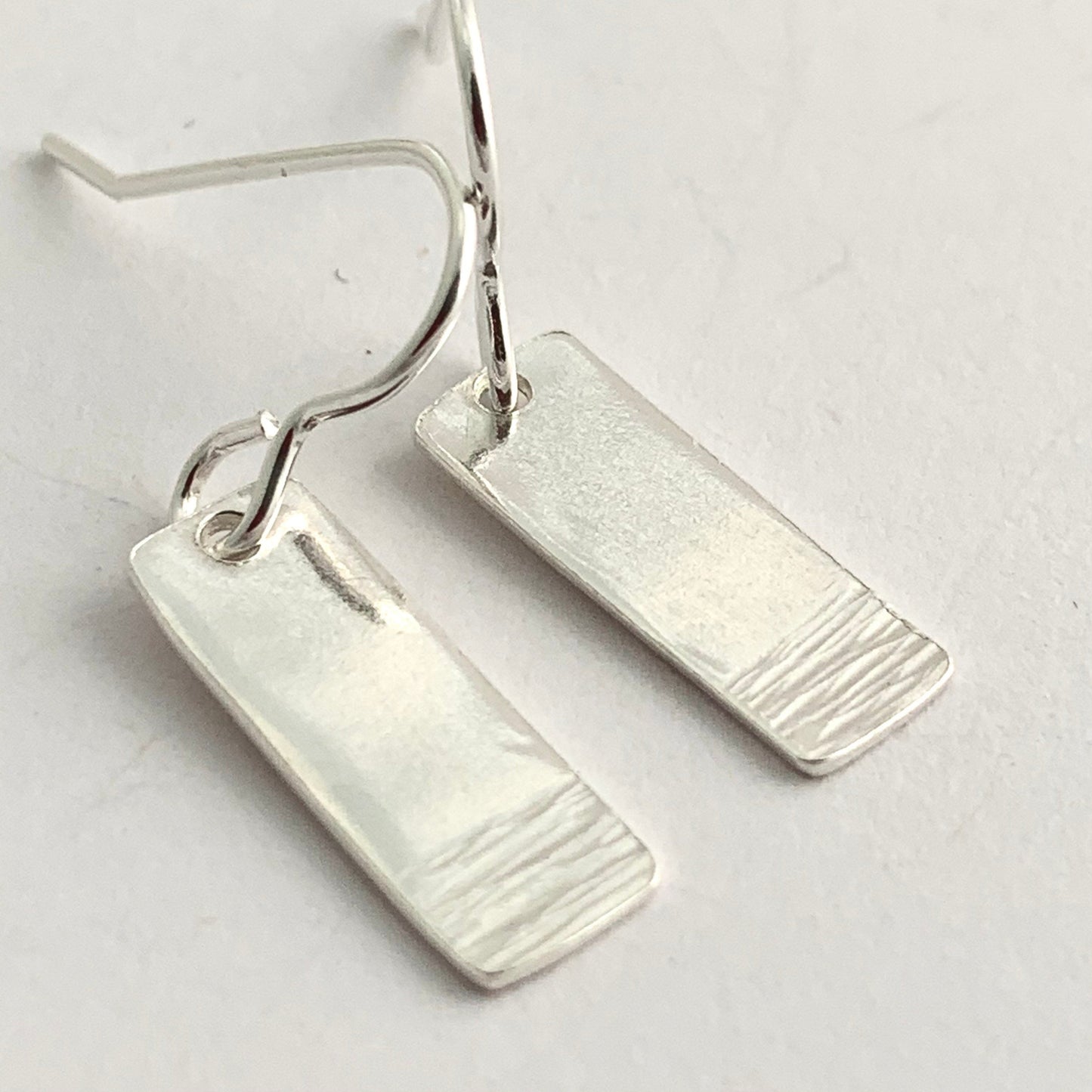 Little Silver Hammered Bar Earrings
